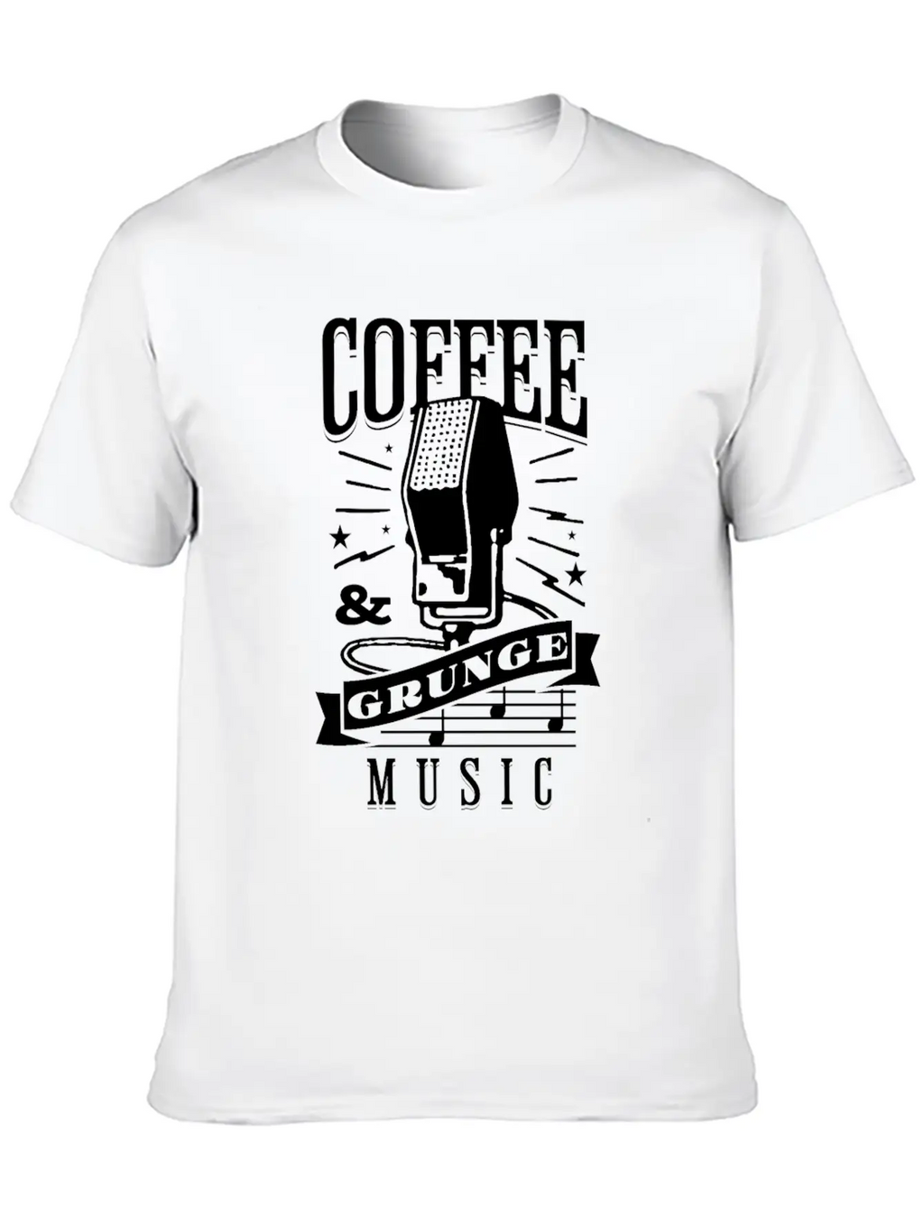 Coffee & Grunge Music Casual Graphic T-Shirt – Simple And Comfortable Daily Wear