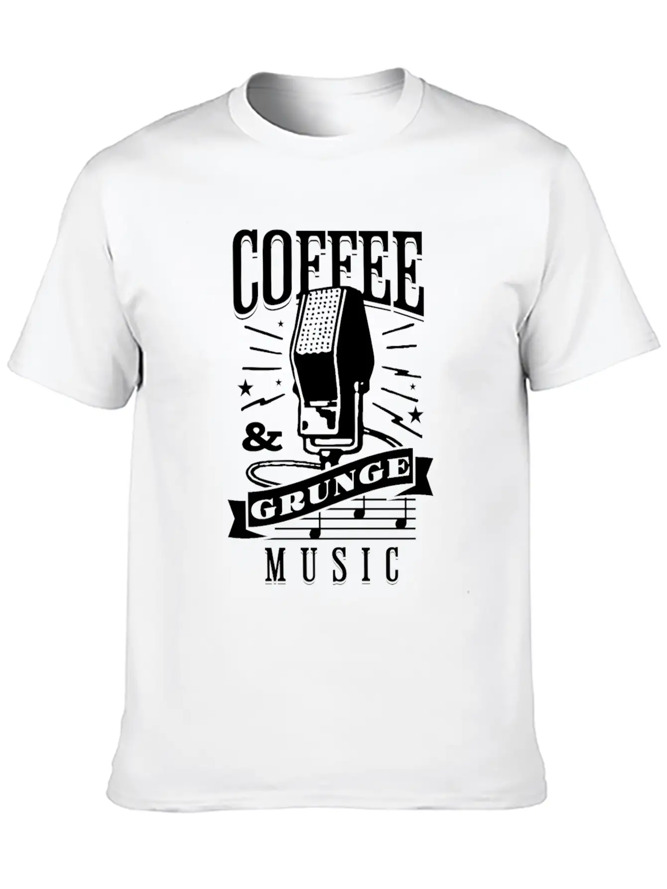 Coffee & Grunge Music Casual Graphic T-Shirt – Simple And Comfortable Daily Wear