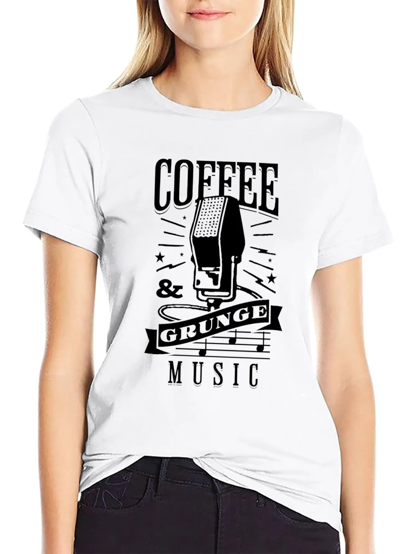 Coffee & Grunge Music Casual Graphic T-Shirt – Simple And Comfortable Daily Wear