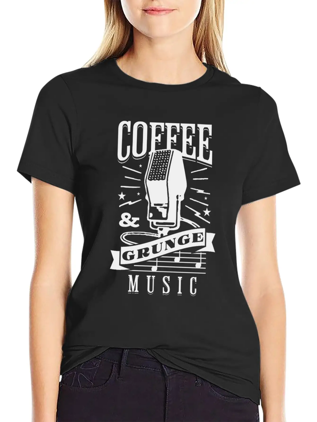 Coffee & Grunge Music Casual Graphic T-Shirt – Simple And Comfortable Daily Wear
