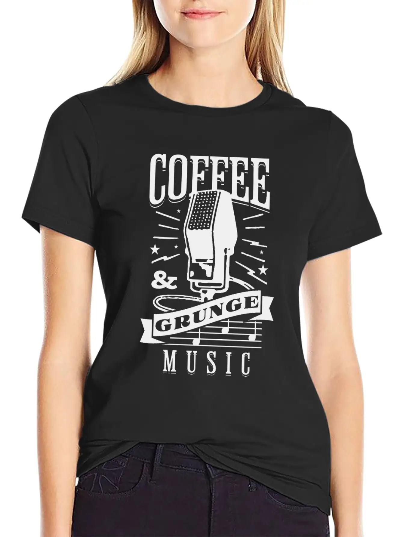 Coffee & Grunge Music Casual Graphic T-Shirt – Simple And Comfortable Daily Wear