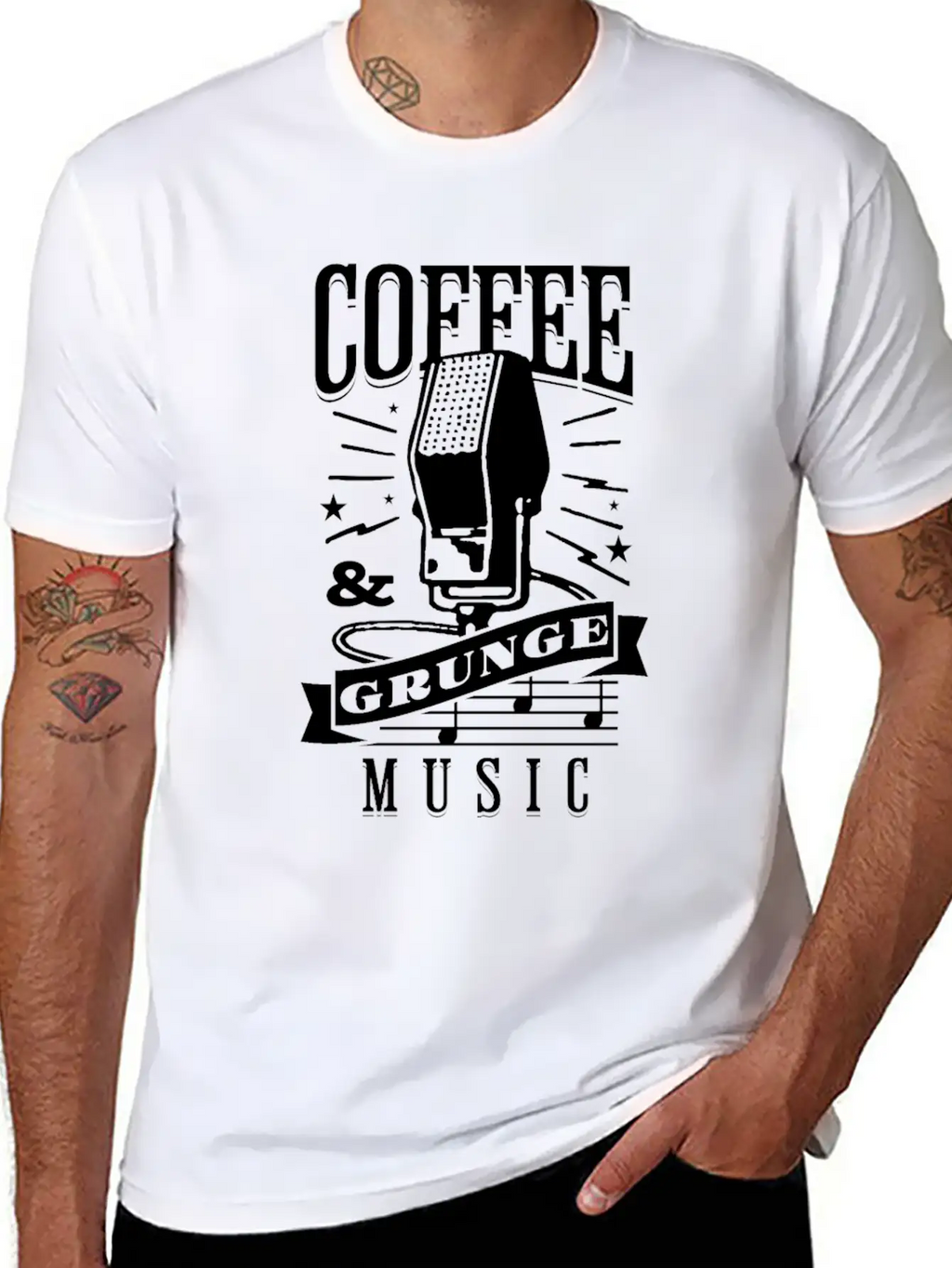 Coffee & Grunge Music Casual Graphic T-Shirt – Simple And Comfortable Daily Wear