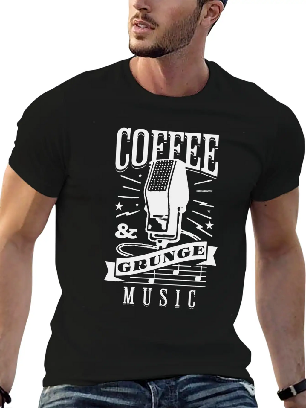 Coffee & Grunge Music Casual Graphic T-Shirt – Simple And Comfortable Daily Wear