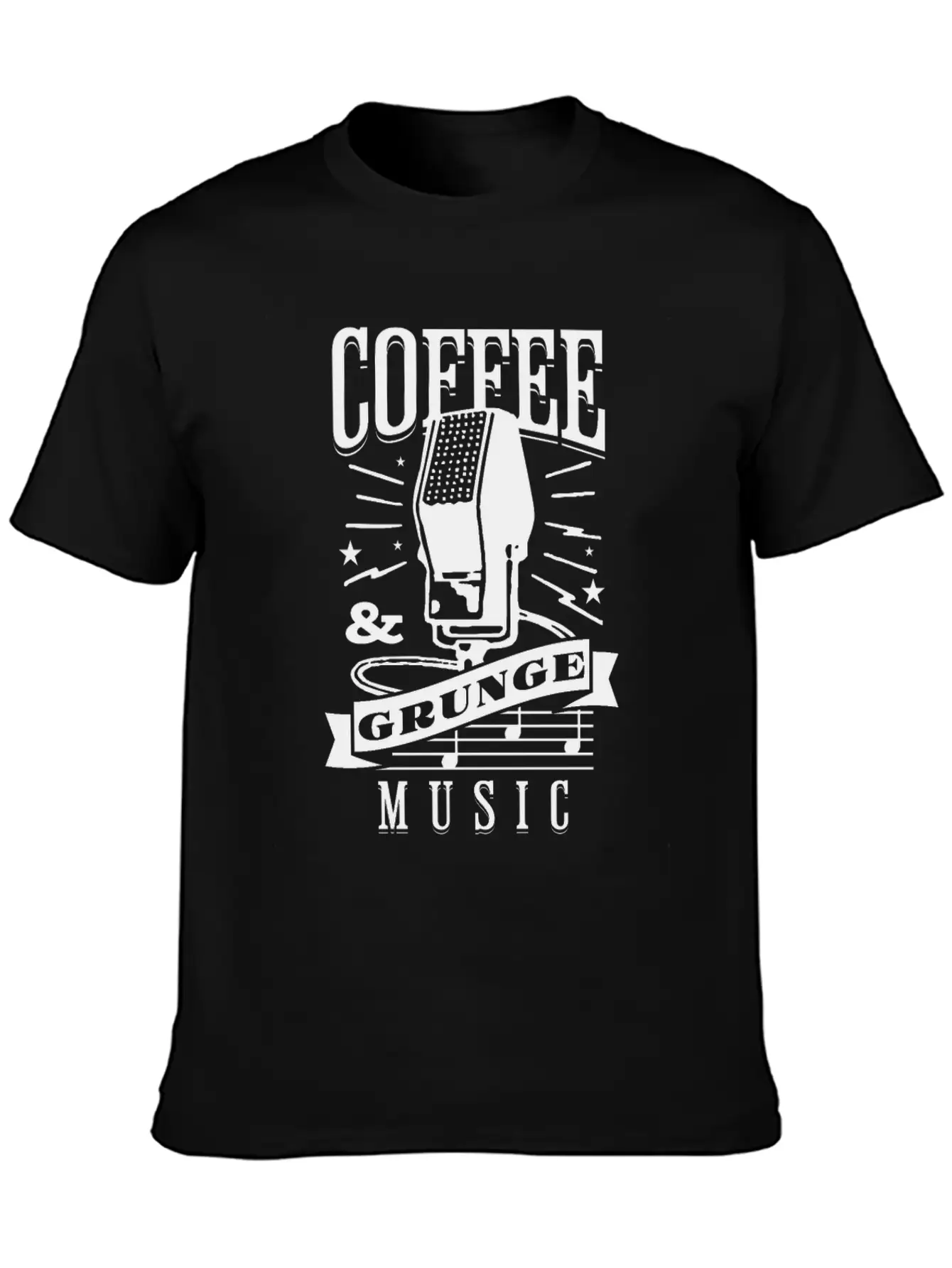 Coffee & Grunge Music Casual Graphic T-Shirt – Simple And Comfortable Daily Wear