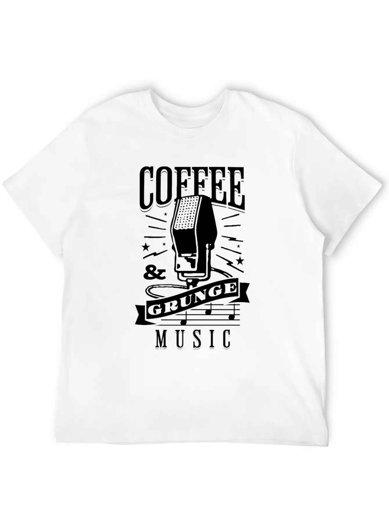 Coffee & Grunge Music Casual Graphic T-Shirt – Simple And Comfortable Daily Wear