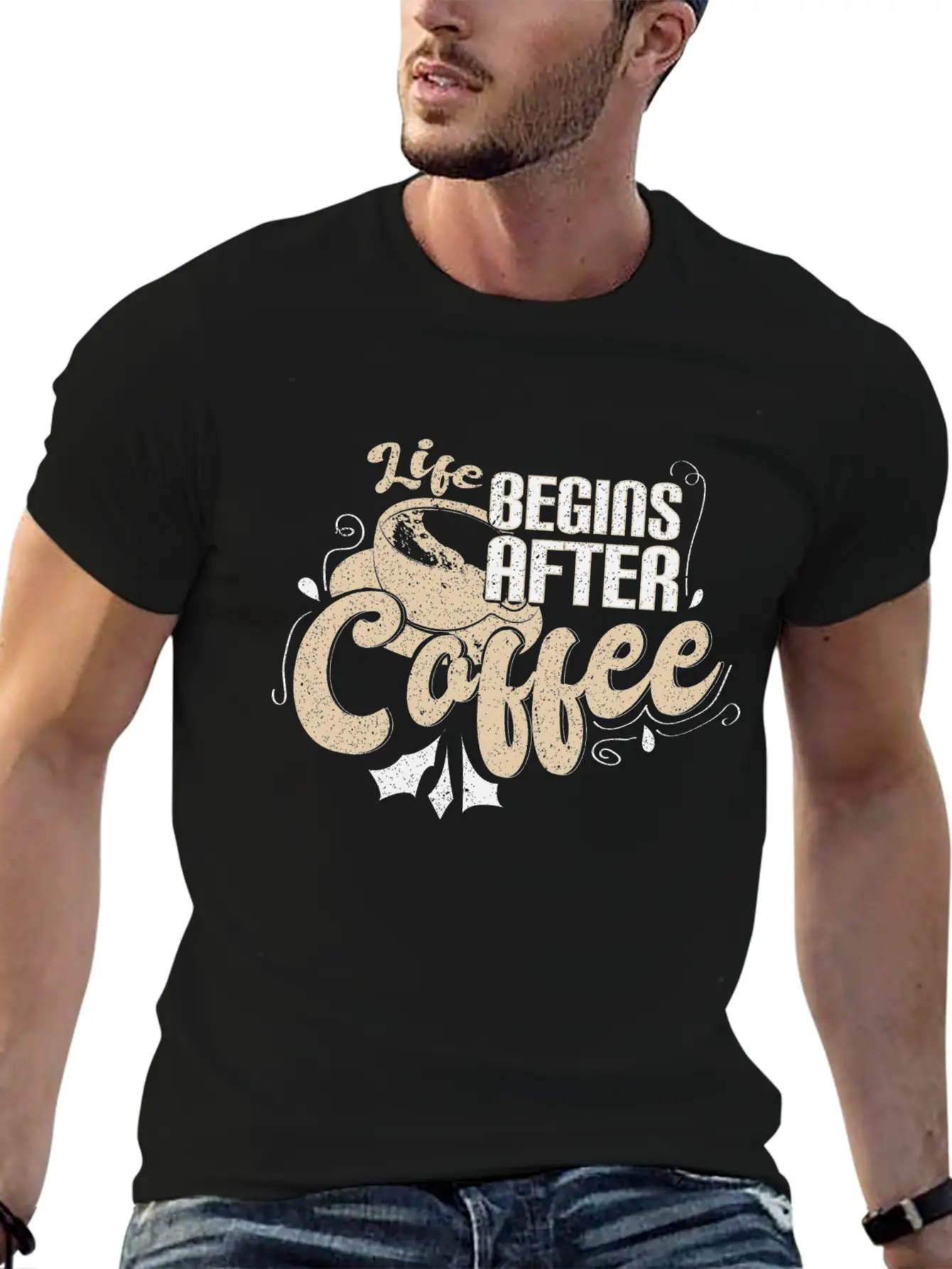 Coffee Sayings Breathable Graphic T-Shirt – Perfect For Casual Days