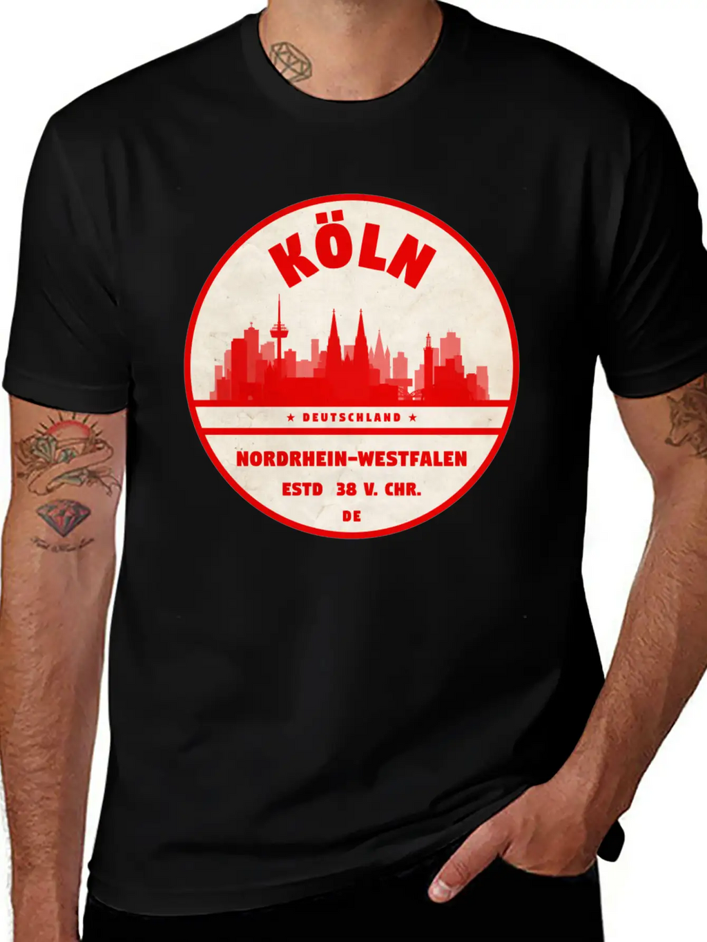 Cologne Skyline Badge Unisex Casual T-Shirt – Clean Design For Daily Comfort