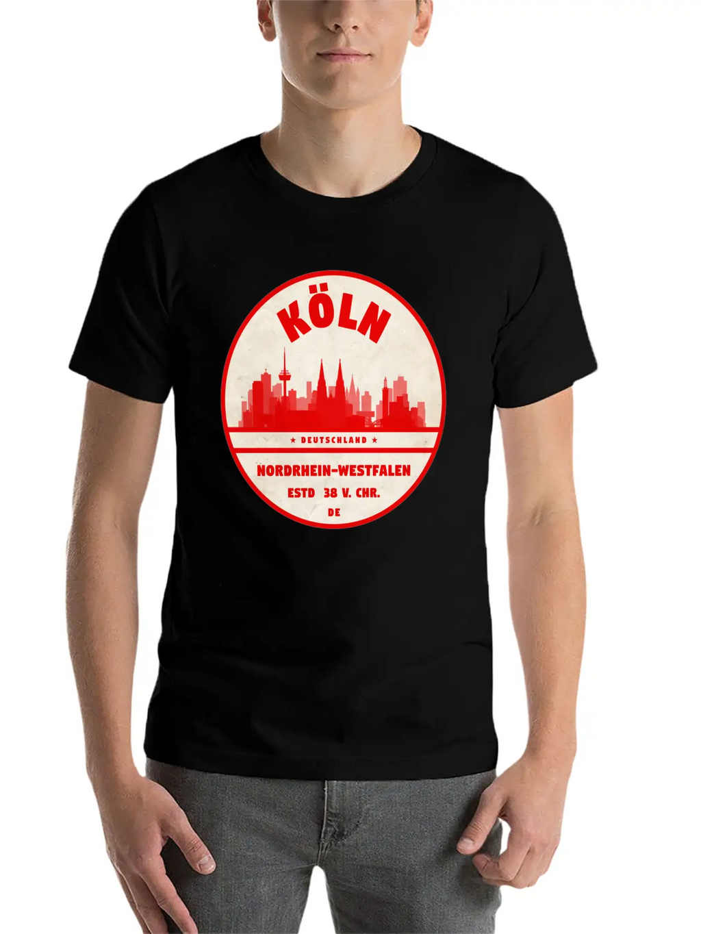 Cologne Skyline Badge Unisex Casual T-Shirt – Clean Design For Daily Comfort