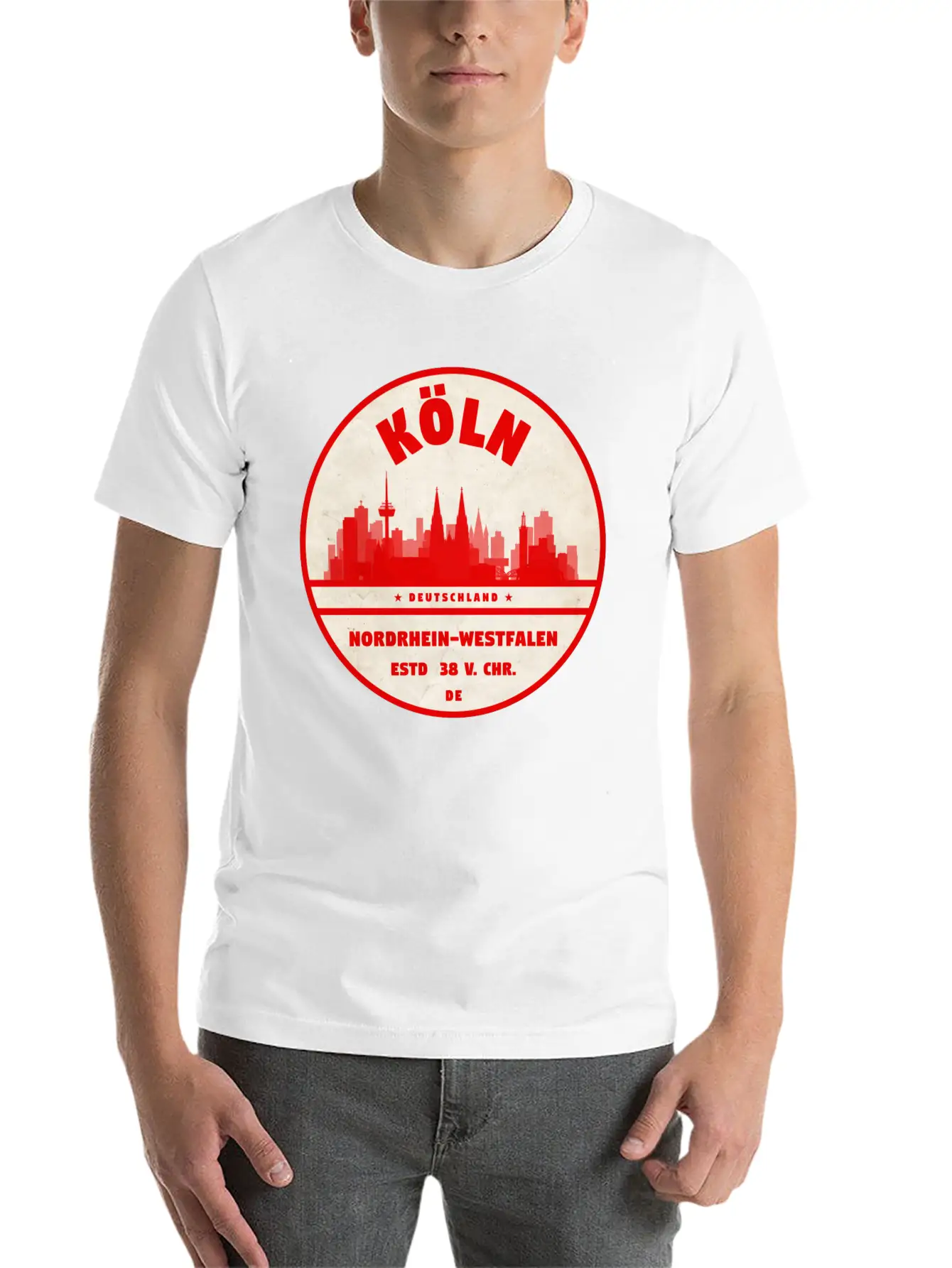Cologne Skyline Badge Unisex Casual T-Shirt – Clean Design For Daily Comfort