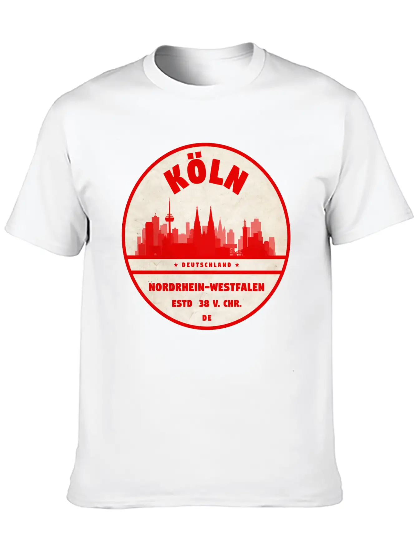 Cologne Skyline Badge Unisex Casual T-Shirt – Clean Design For Daily Comfort