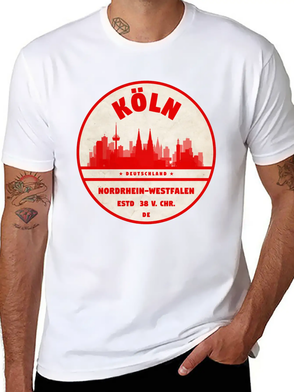Cologne Skyline Badge Unisex Casual T-Shirt – Clean Design For Daily Comfort