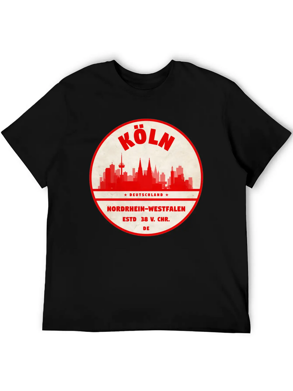 Cologne Skyline Badge Unisex Casual T-Shirt – Clean Design For Daily Comfort