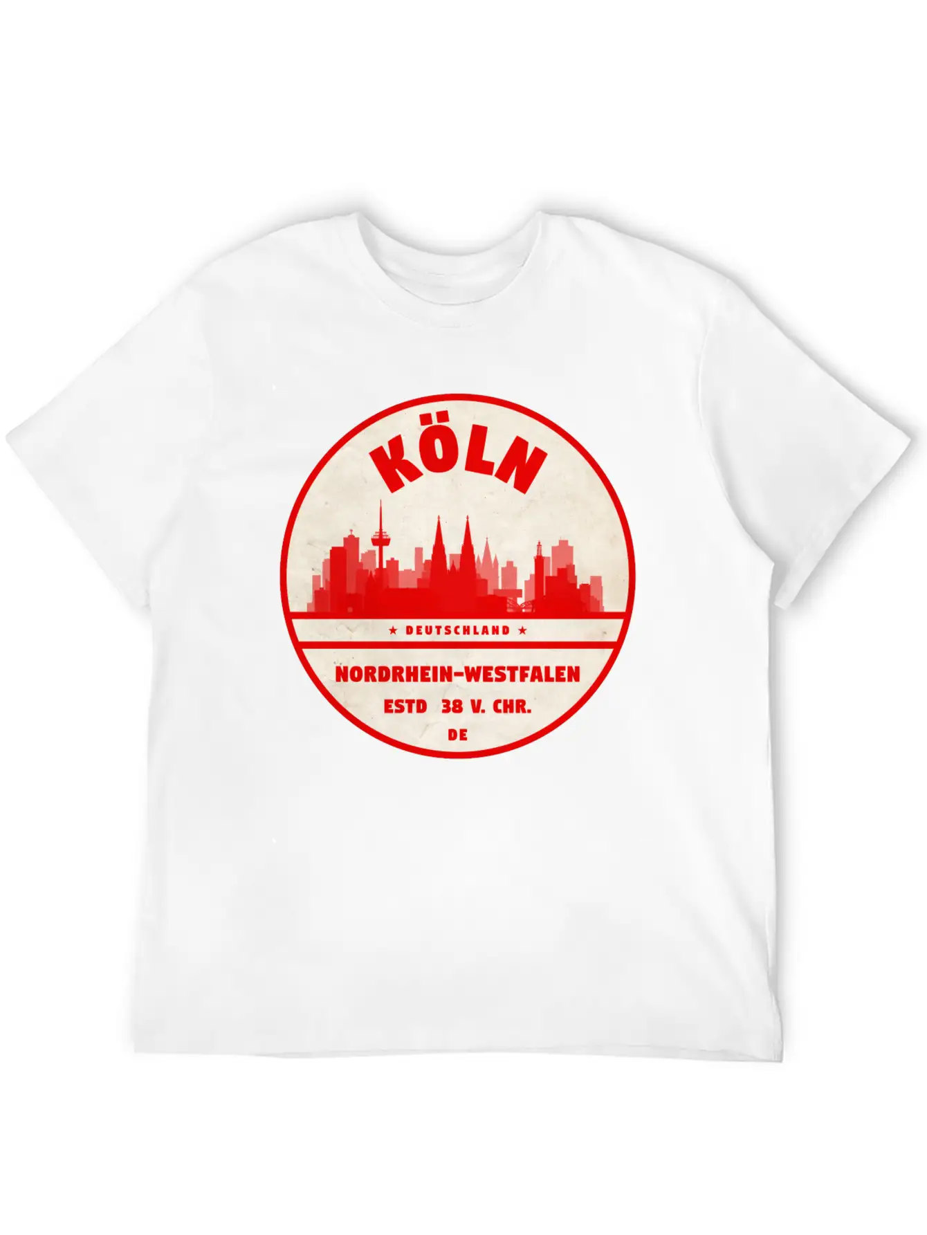 Cologne Skyline Badge Unisex Casual T-Shirt – Clean Design For Daily Comfort