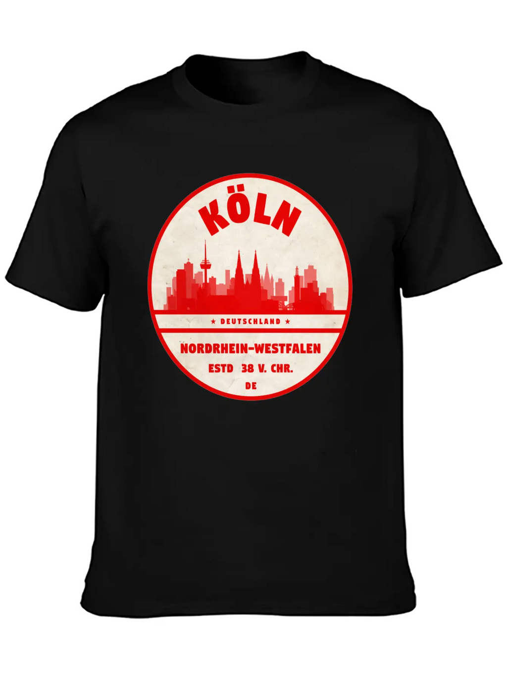 Cologne Skyline Badge Unisex Casual T-Shirt – Clean Design For Daily Comfort