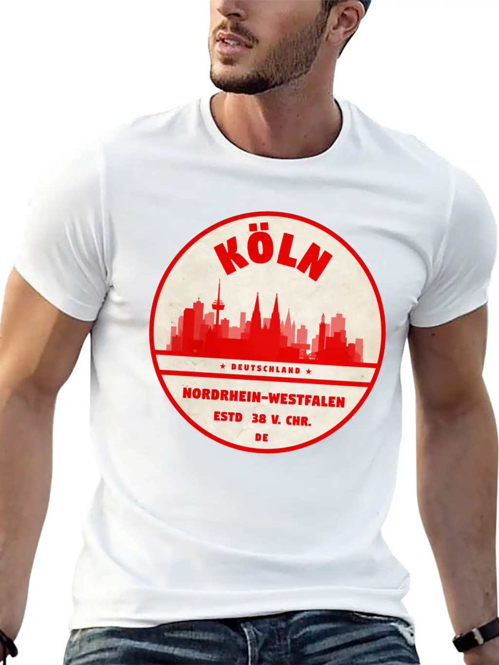 Cologne Skyline Badge Unisex Casual T-Shirt – Clean Design For Daily Comfort