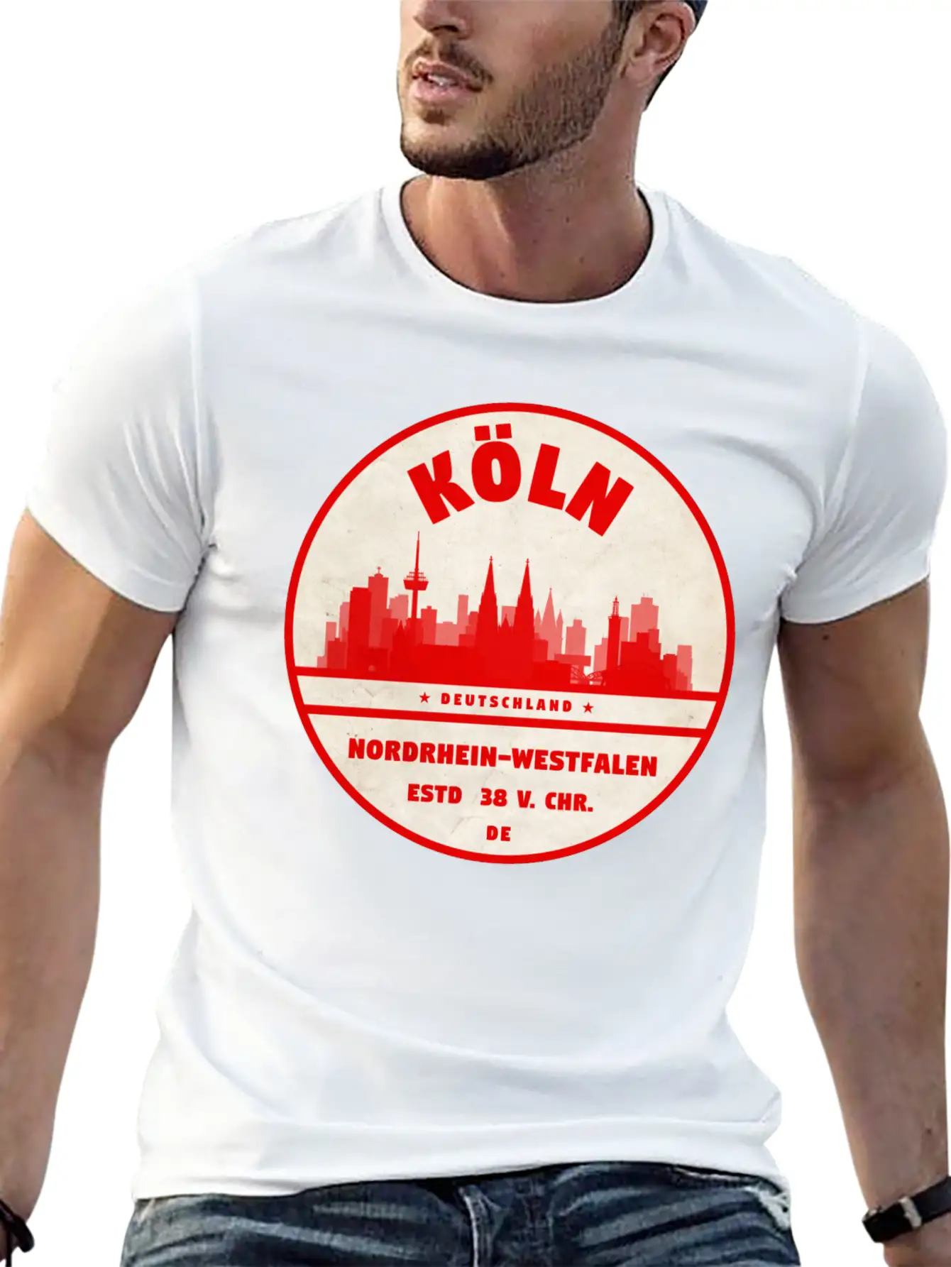 Cologne Skyline Badge Unisex Casual T-Shirt – Clean Design For Daily Comfort