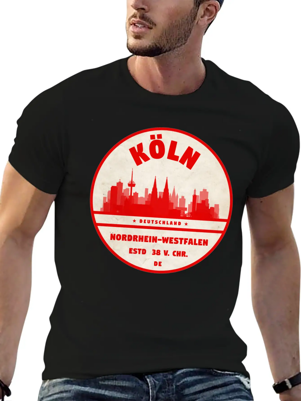 Cologne Skyline Badge Unisex Casual T-Shirt – Clean Design For Daily Comfort