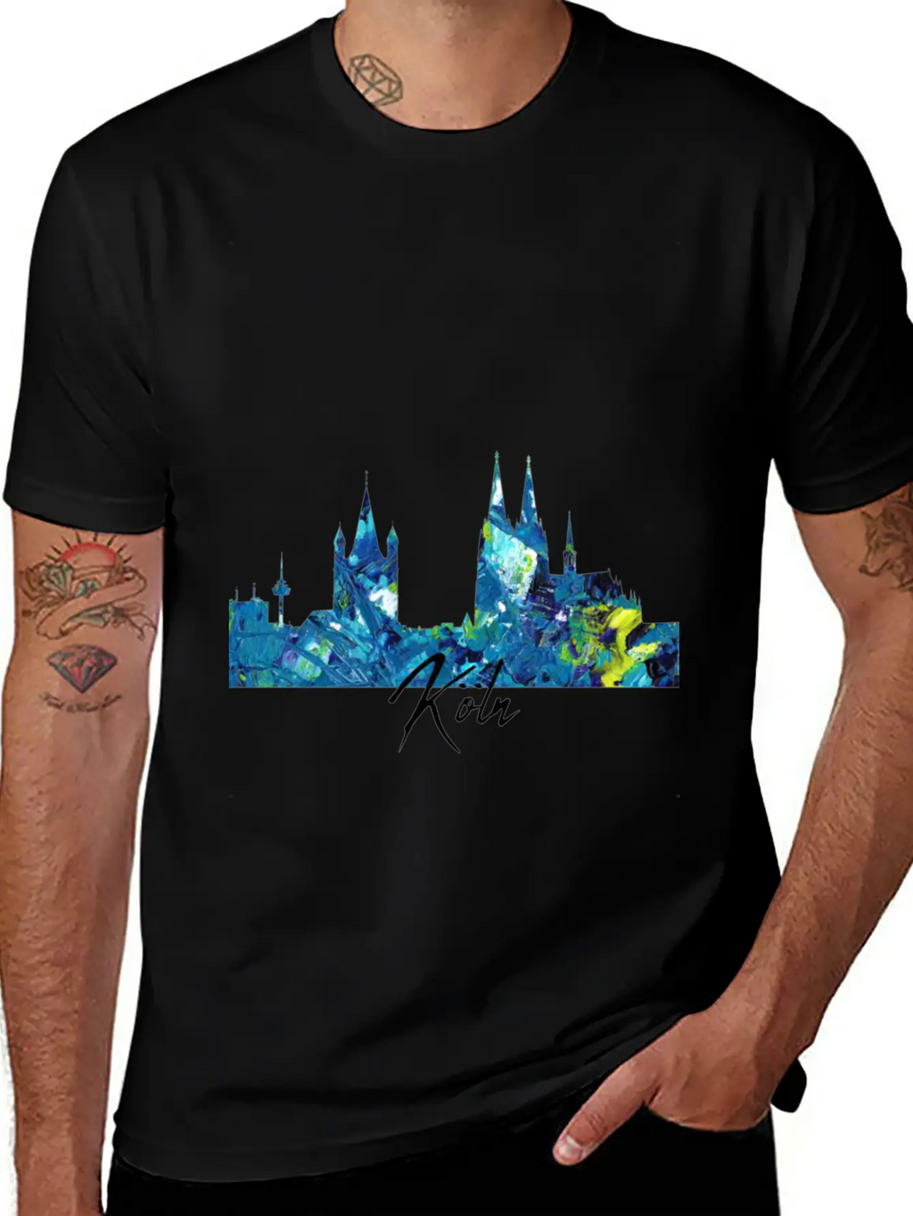 Cologne Skyline Colorful German City Unisex Short Sleeve Soft Cotton T-Shirt – Casual Everyday Wear
