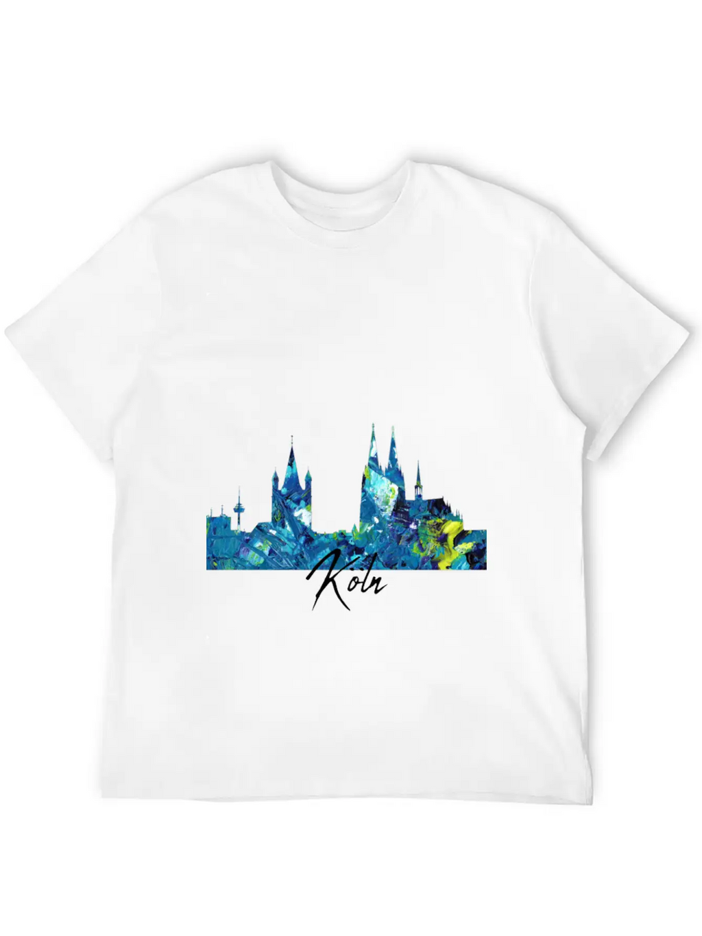 Cologne Skyline Colorful German City Unisex Short Sleeve Soft Cotton T-Shirt – Casual Everyday Wear