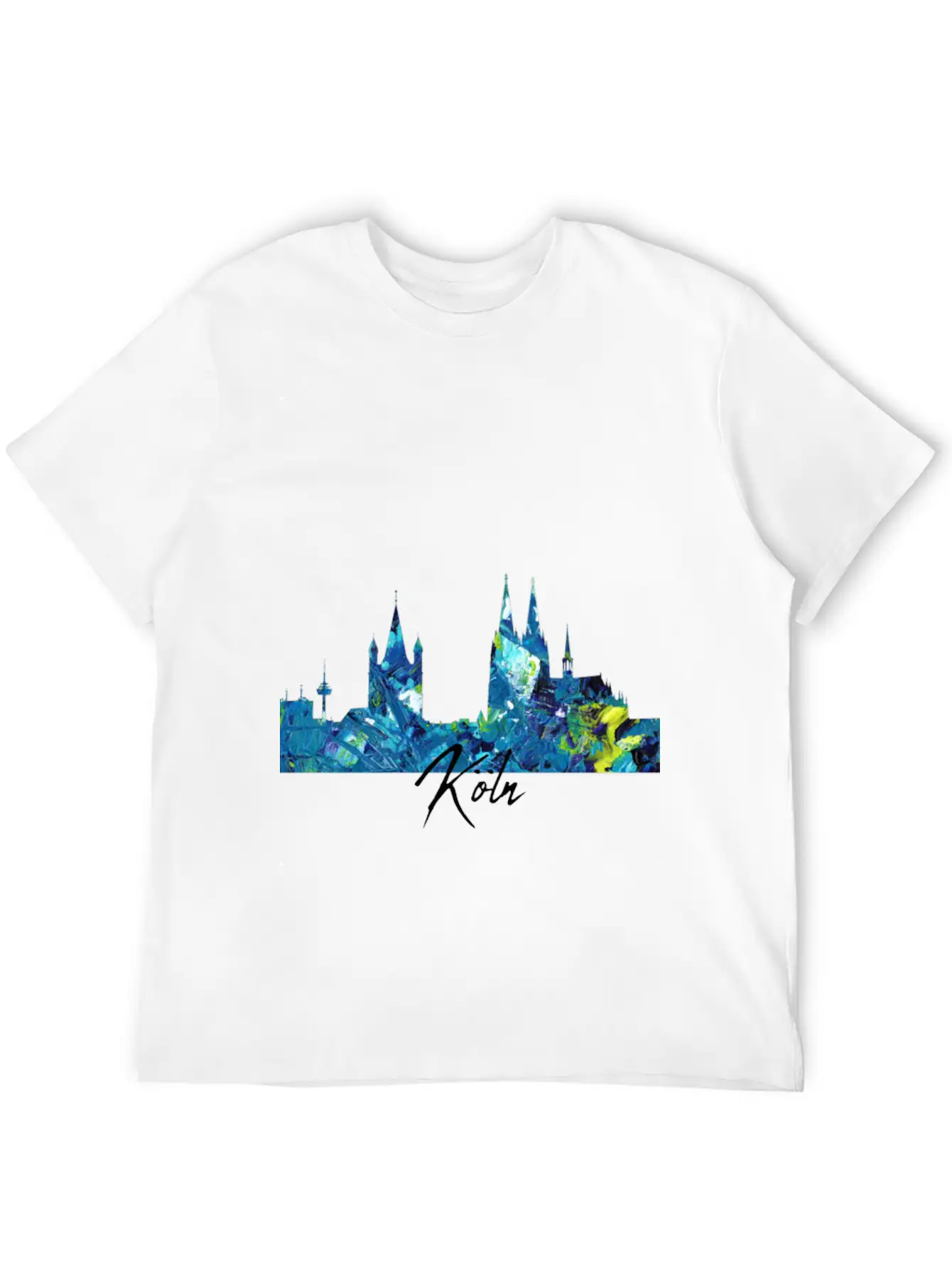 Cologne Skyline Colorful German City Unisex Short Sleeve Soft Cotton T-Shirt – Casual Everyday Wear