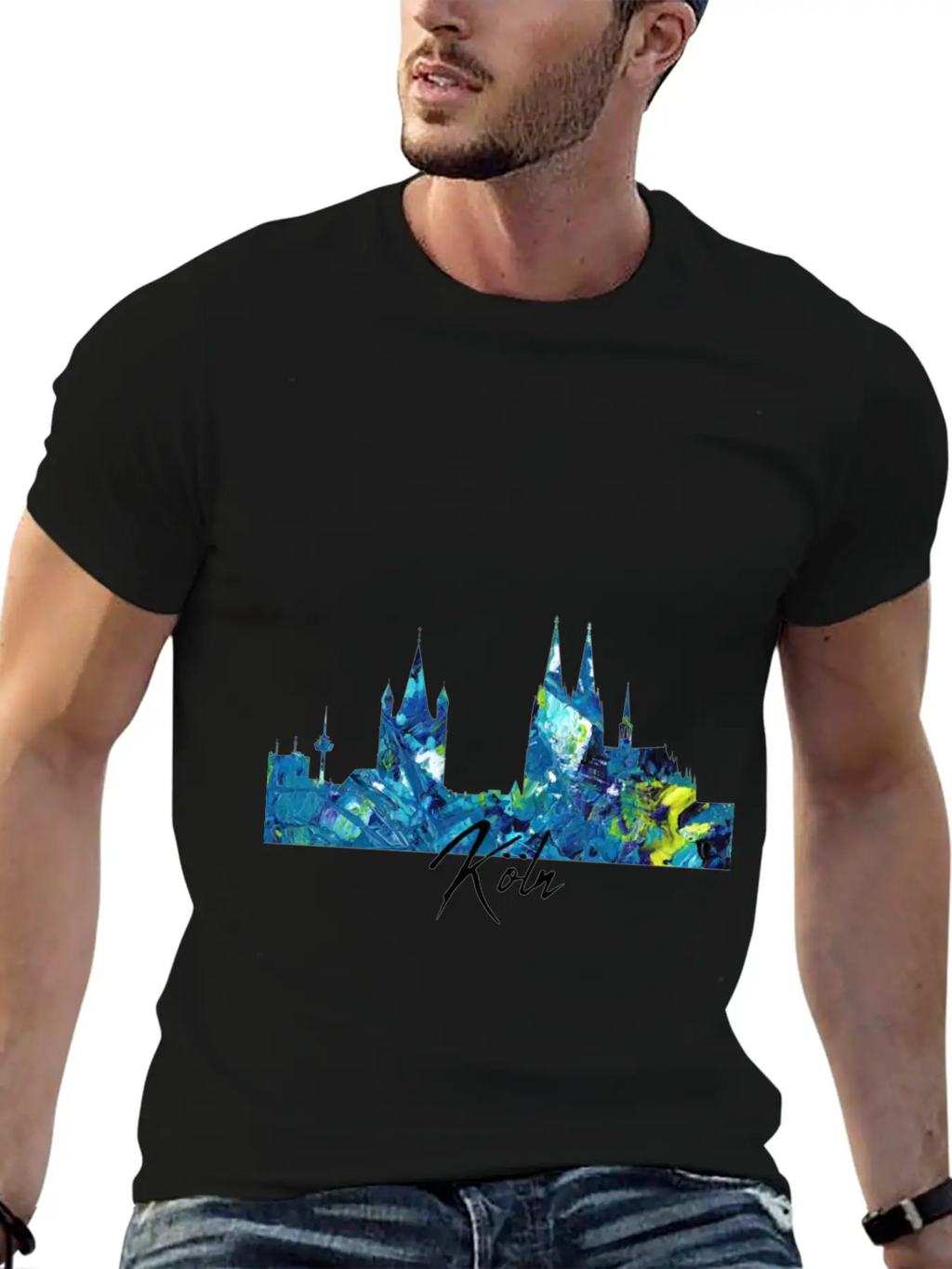 Cologne Skyline Colorful German City Unisex Short Sleeve Soft Cotton T-Shirt – Casual Everyday Wear