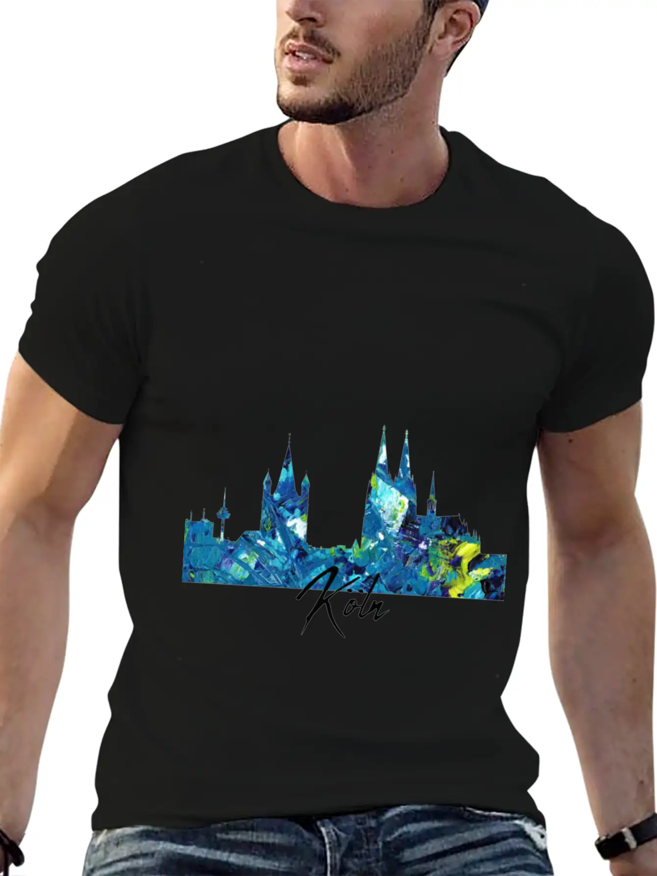 Cologne Skyline Colorful German City Unisex Short Sleeve Soft Cotton T-Shirt – Casual Everyday Wear