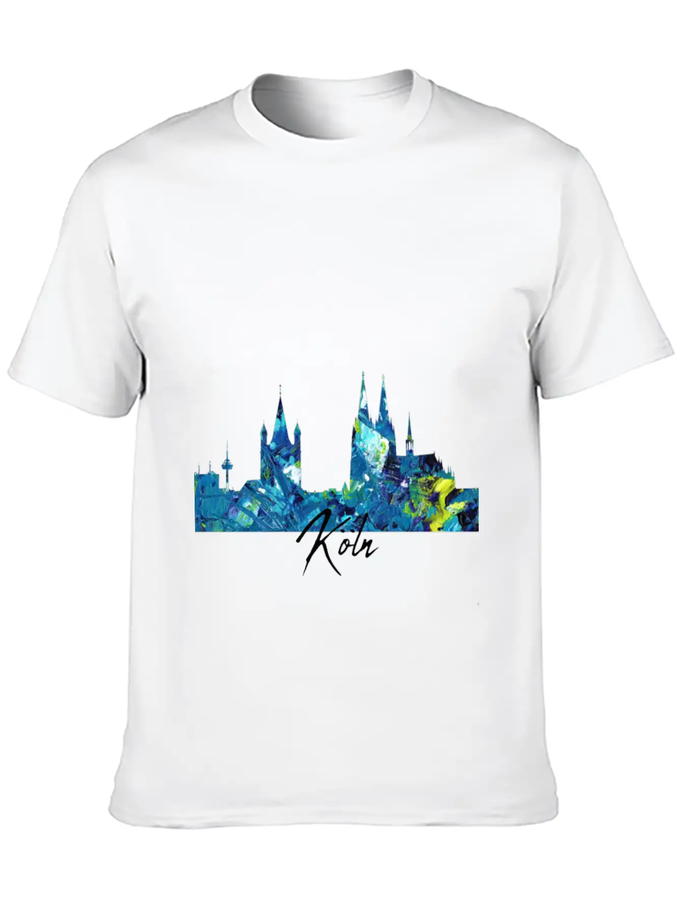 Cologne Skyline Colorful German City Unisex Short Sleeve Soft Cotton T-Shirt – Casual Everyday Wear