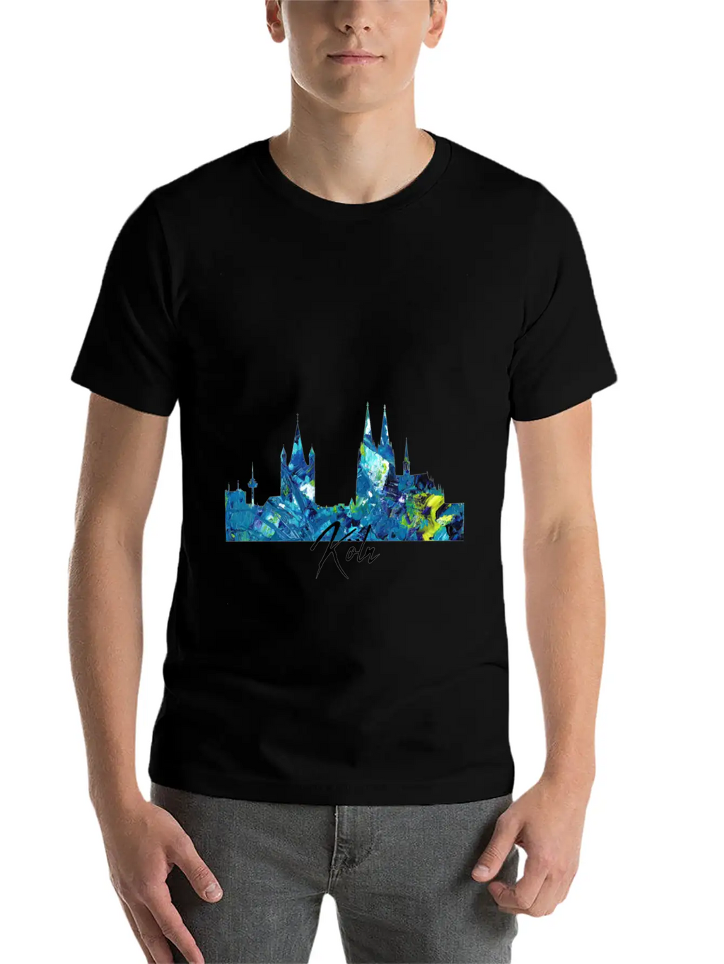 Cologne Skyline Colorful German City Unisex Short Sleeve Soft Cotton T-Shirt – Casual Everyday Wear