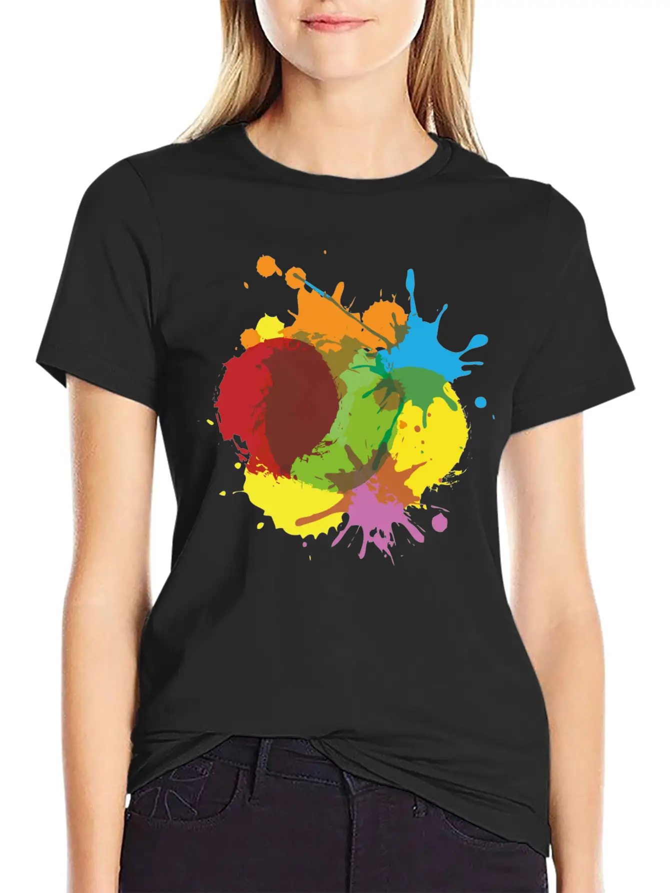 Color Blob Splash Paint Painter Gift Colorful Spot Unisex Casual T-Shirt – Clean Design For Daily Comfort