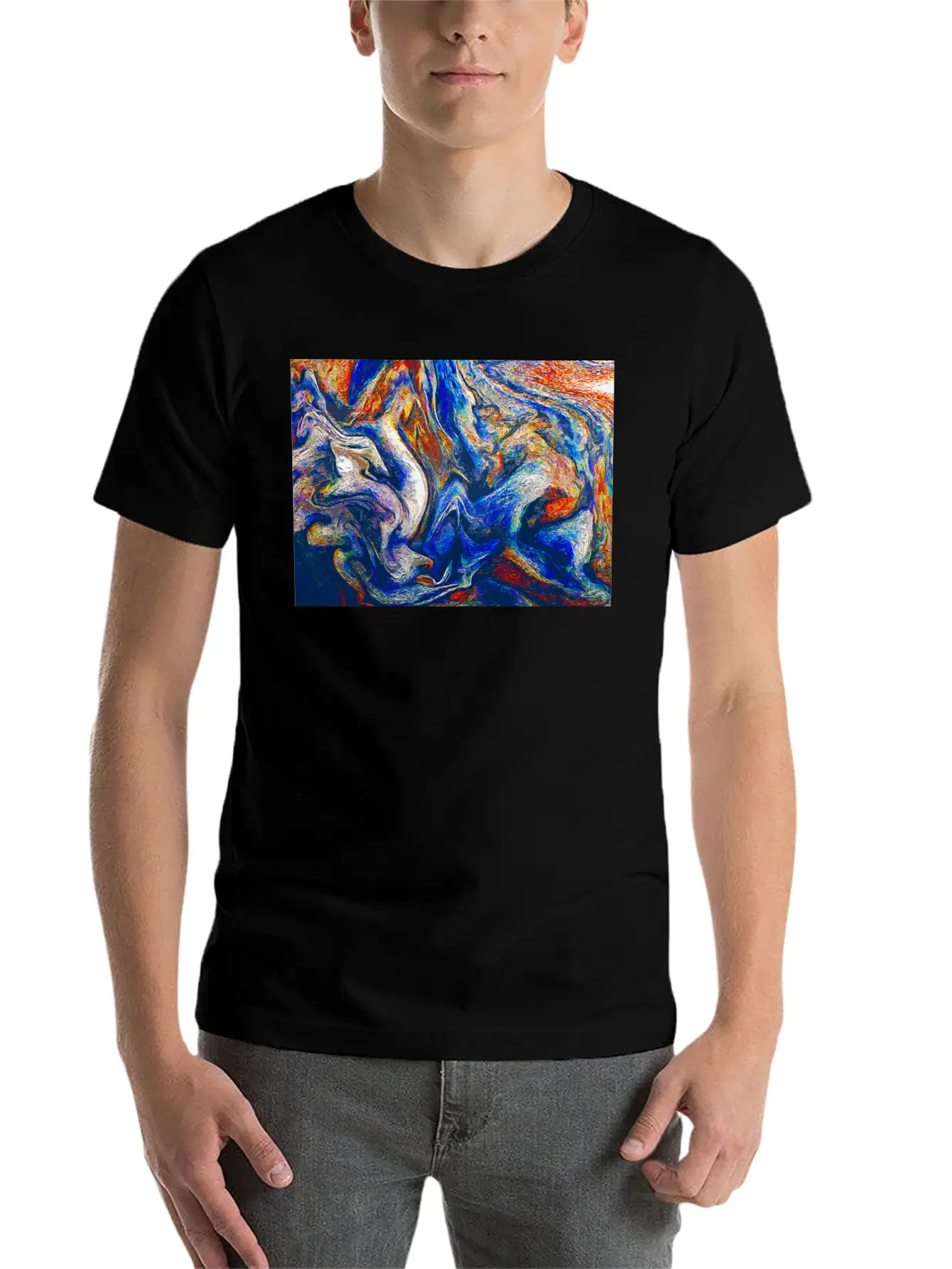 Color Flow Of Emotion - Abstract Art Unisex Short Sleeve Soft Cotton T-Shirt – Casual Everyday Wear