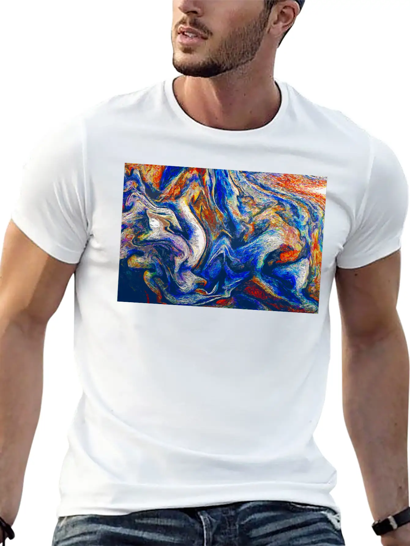 Color Flow Of Emotion - Abstract Art Unisex Short Sleeve Soft Cotton T-Shirt – Casual Everyday Wear