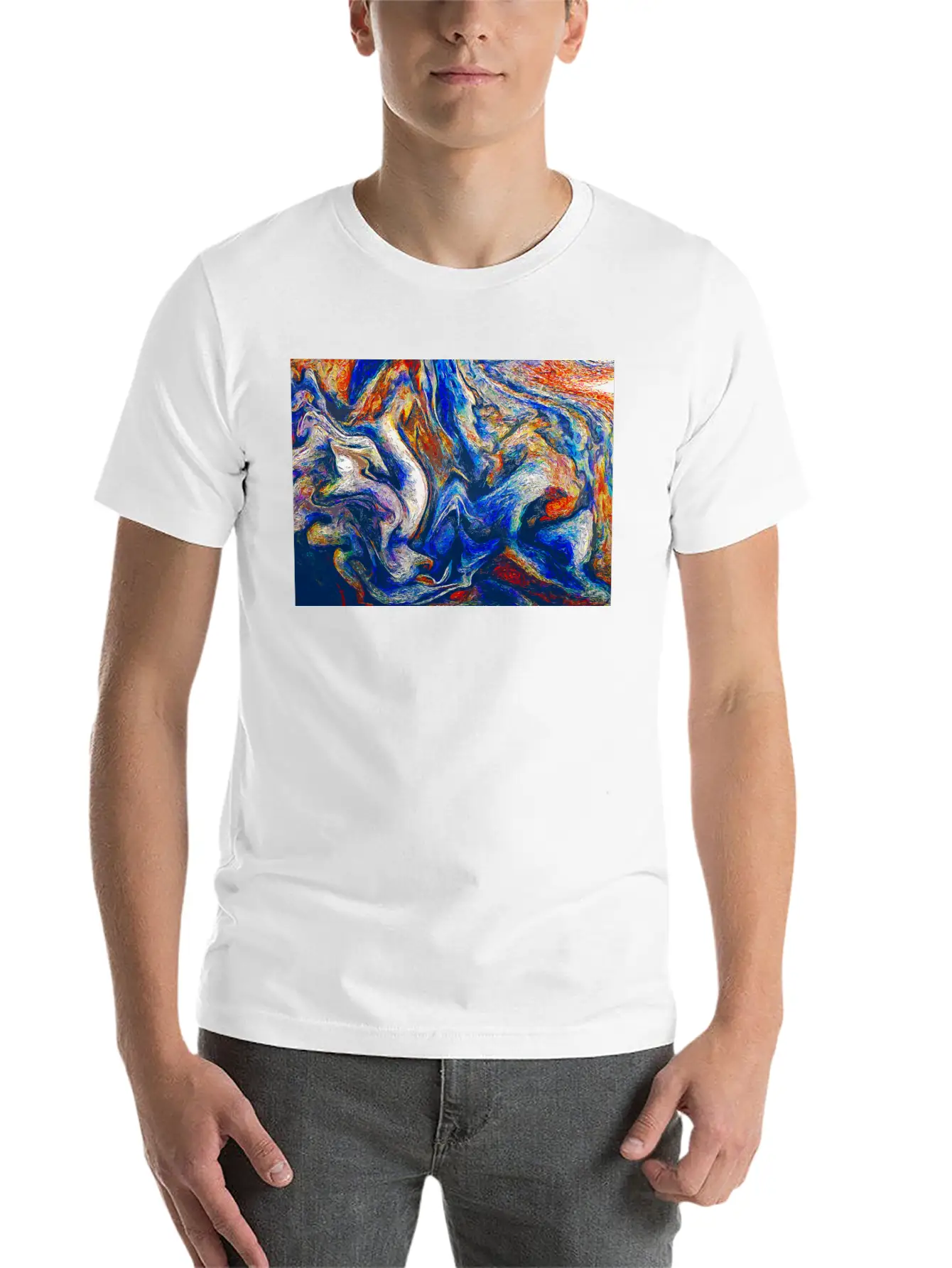 Color Flow Of Emotion - Abstract Art Unisex Short Sleeve Soft Cotton T-Shirt – Casual Everyday Wear