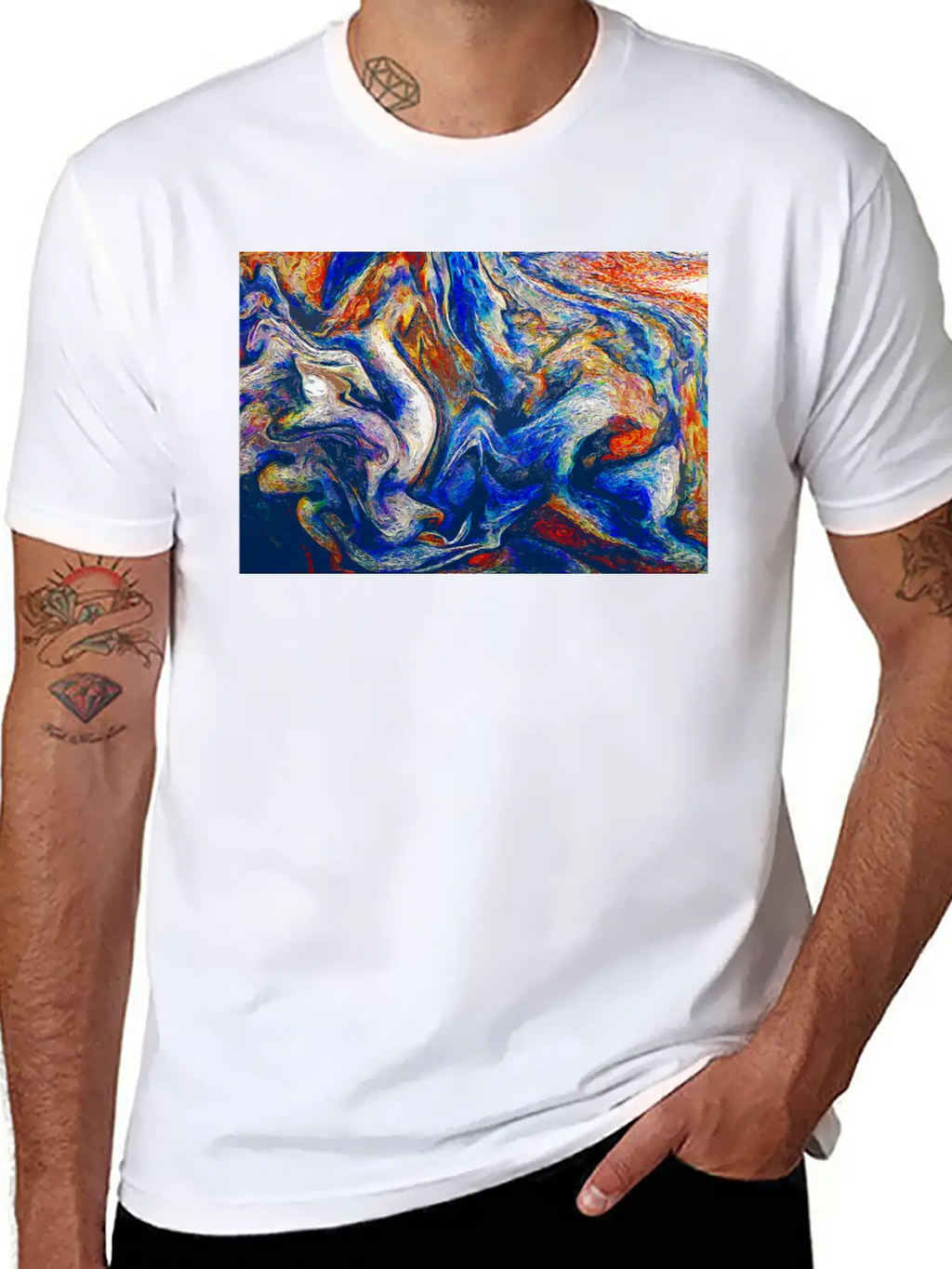 Color Flow Of Emotion - Abstract Art Unisex Short Sleeve Soft Cotton T-Shirt – Casual Everyday Wear