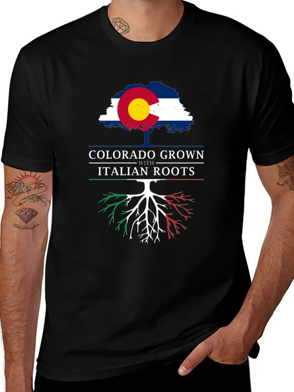 Colorado Grown With Italian Roots Italy Design Casual Graphic T-Shirt – Simple And Comfortable Daily Wear