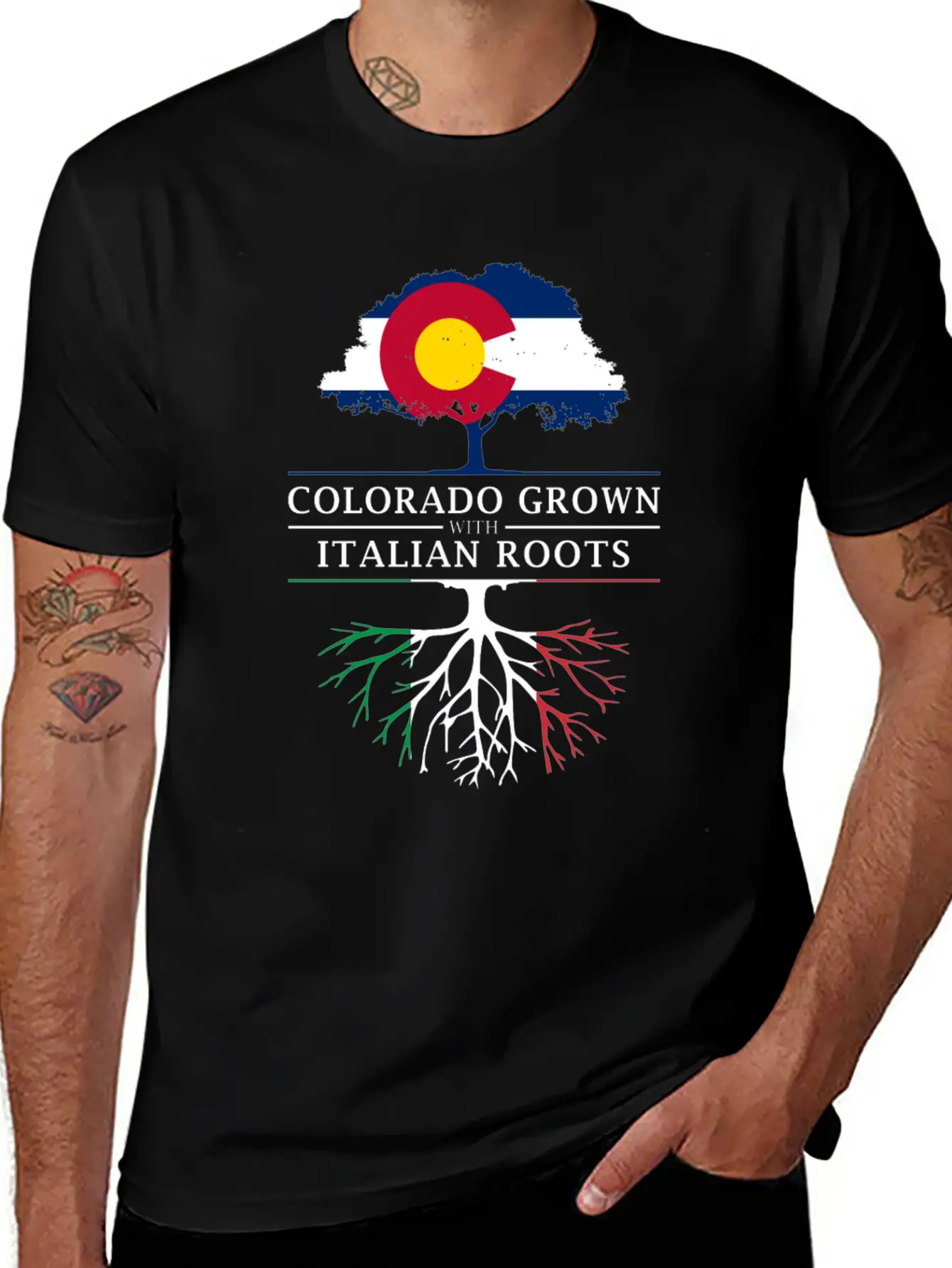 Colorado Grown With Italian Roots Italy Design Casual Graphic T-Shirt – Simple And Comfortable Daily Wear
