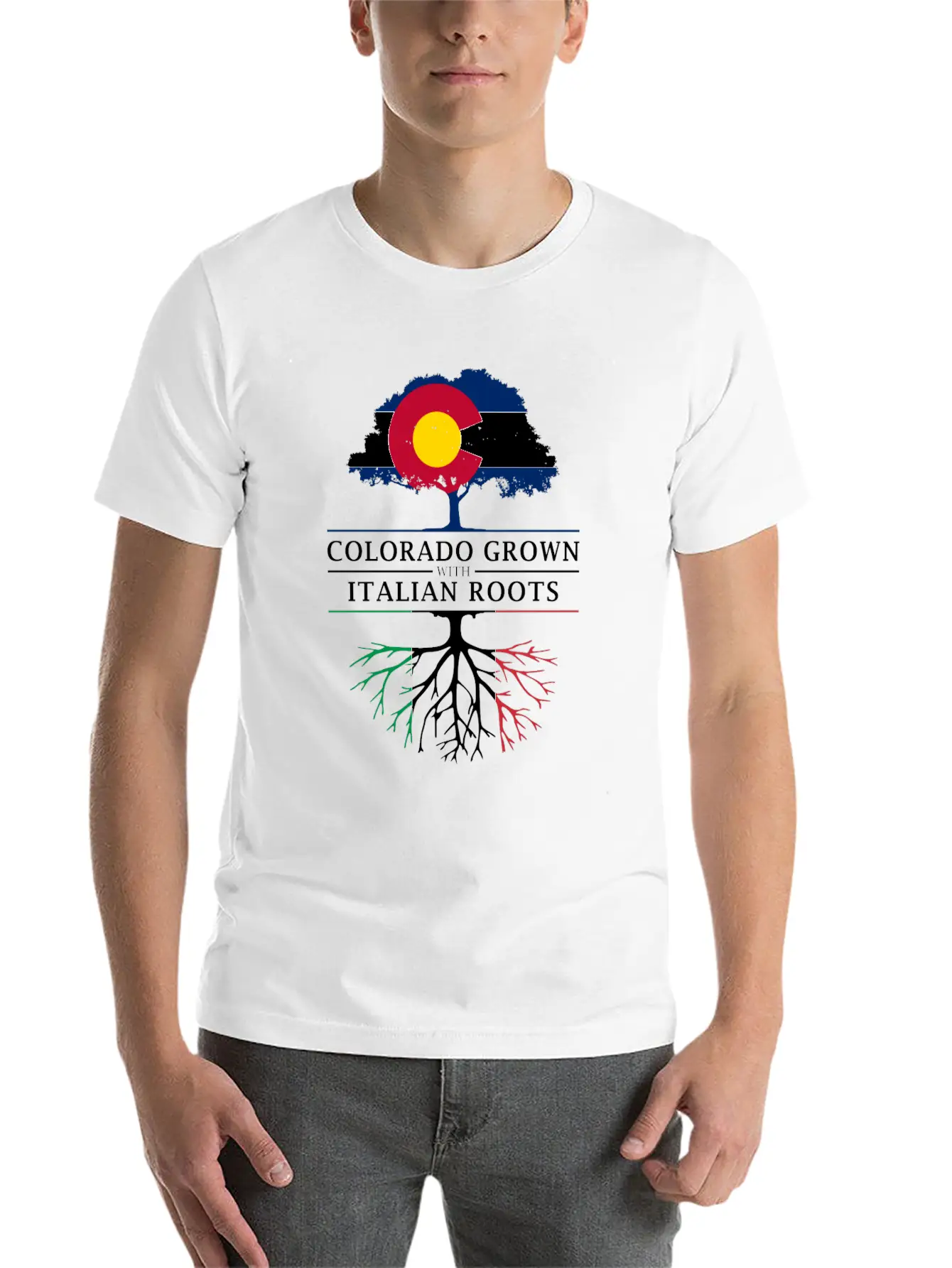 Colorado Grown With Italian Roots Italy Design Casual Graphic T-Shirt – Simple And Comfortable Daily Wear