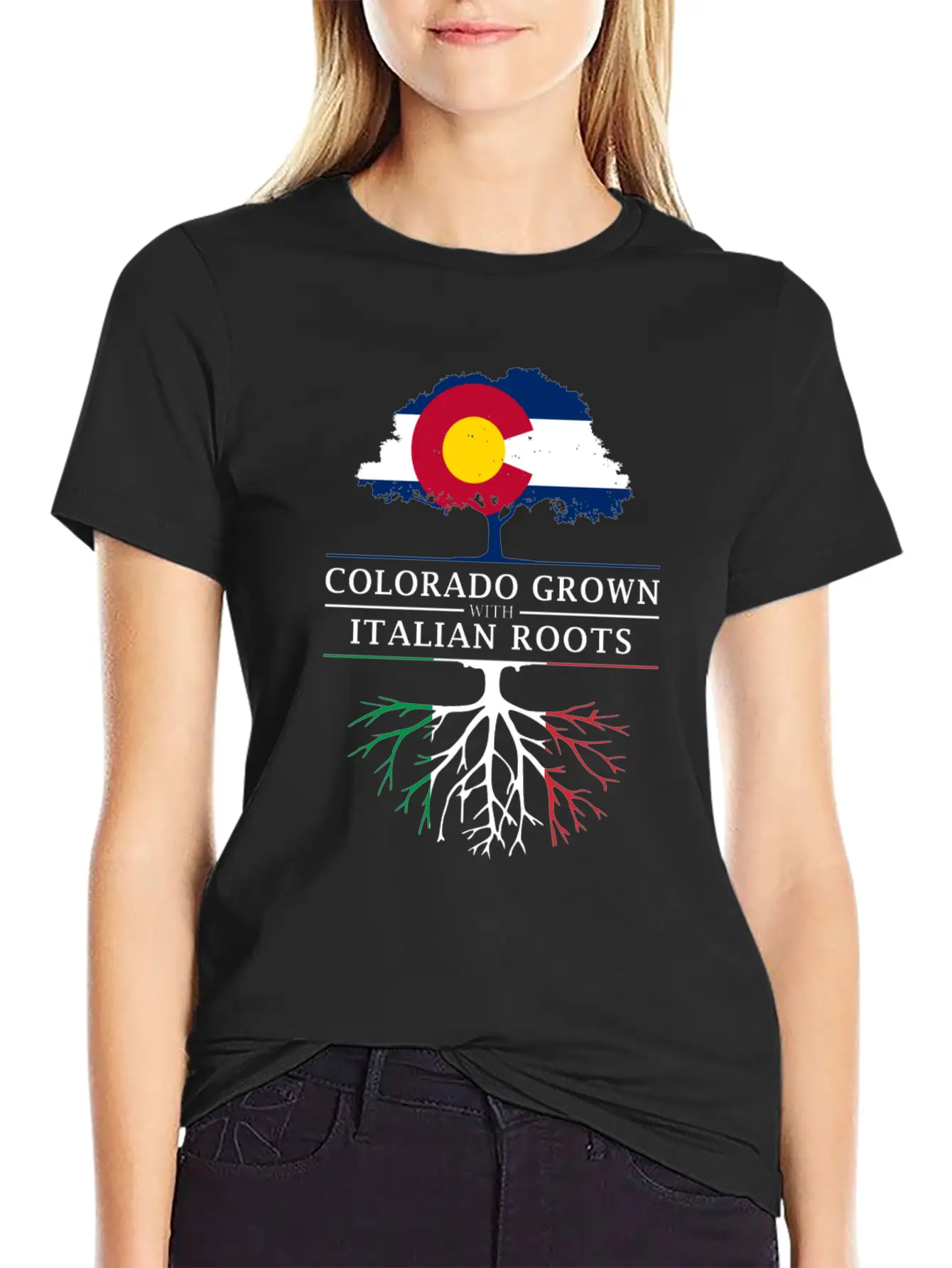 Colorado Grown With Italian Roots Italy Design Casual Graphic T-Shirt – Simple And Comfortable Daily Wear
