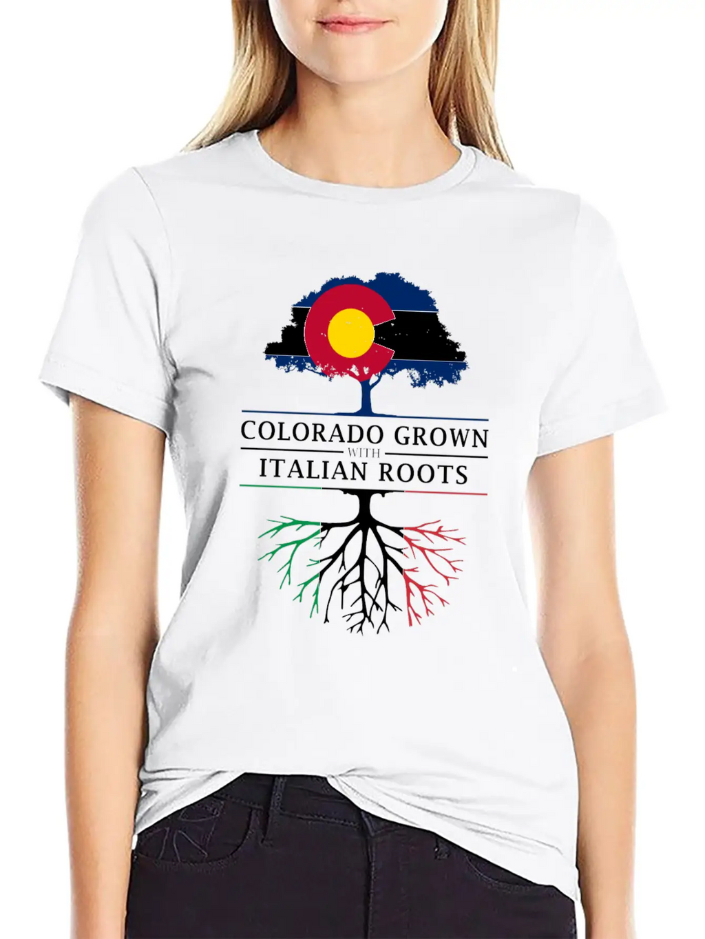 Colorado Grown With Italian Roots Italy Design Casual Graphic T-Shirt – Simple And Comfortable Daily Wear