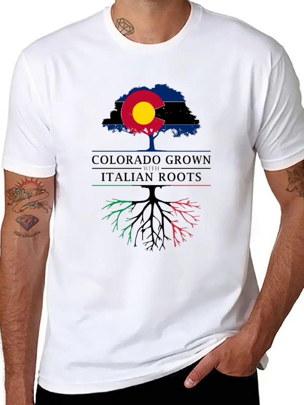 Colorado Grown With Italian Roots Italy Design Casual Graphic T-Shirt – Simple And Comfortable Daily Wear