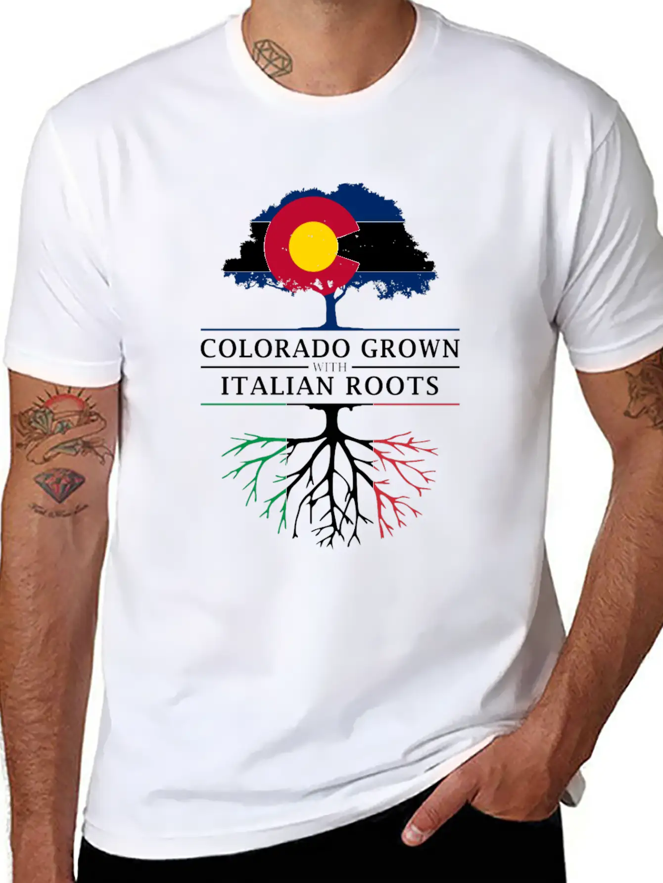 Colorado Grown With Italian Roots Italy Design Casual Graphic T-Shirt – Simple And Comfortable Daily Wear