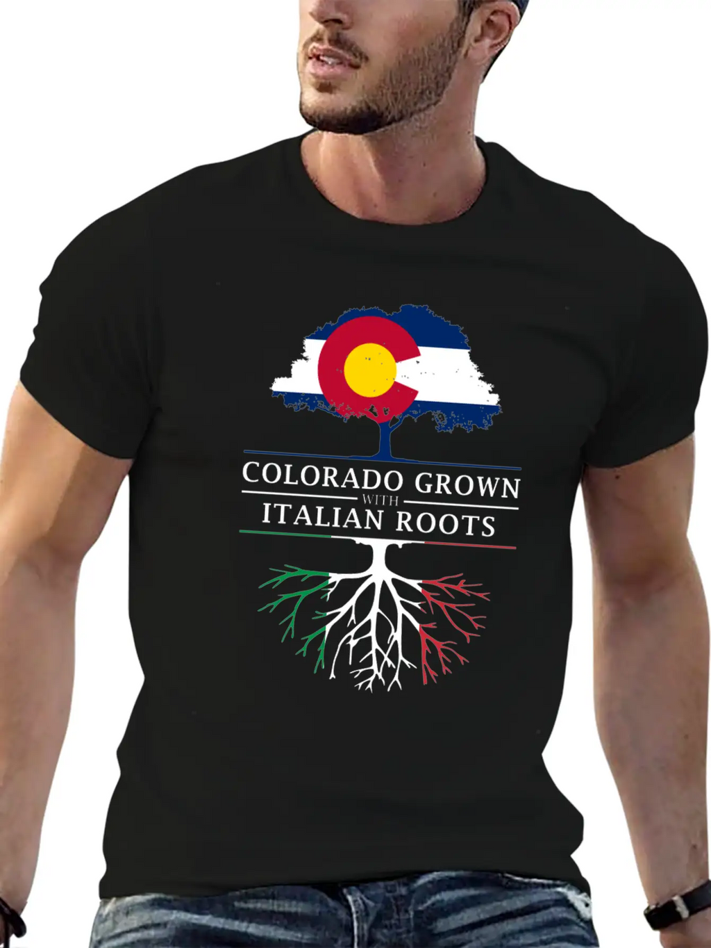 Colorado Grown With Italian Roots Italy Design Casual Graphic T-Shirt – Simple And Comfortable Daily Wear