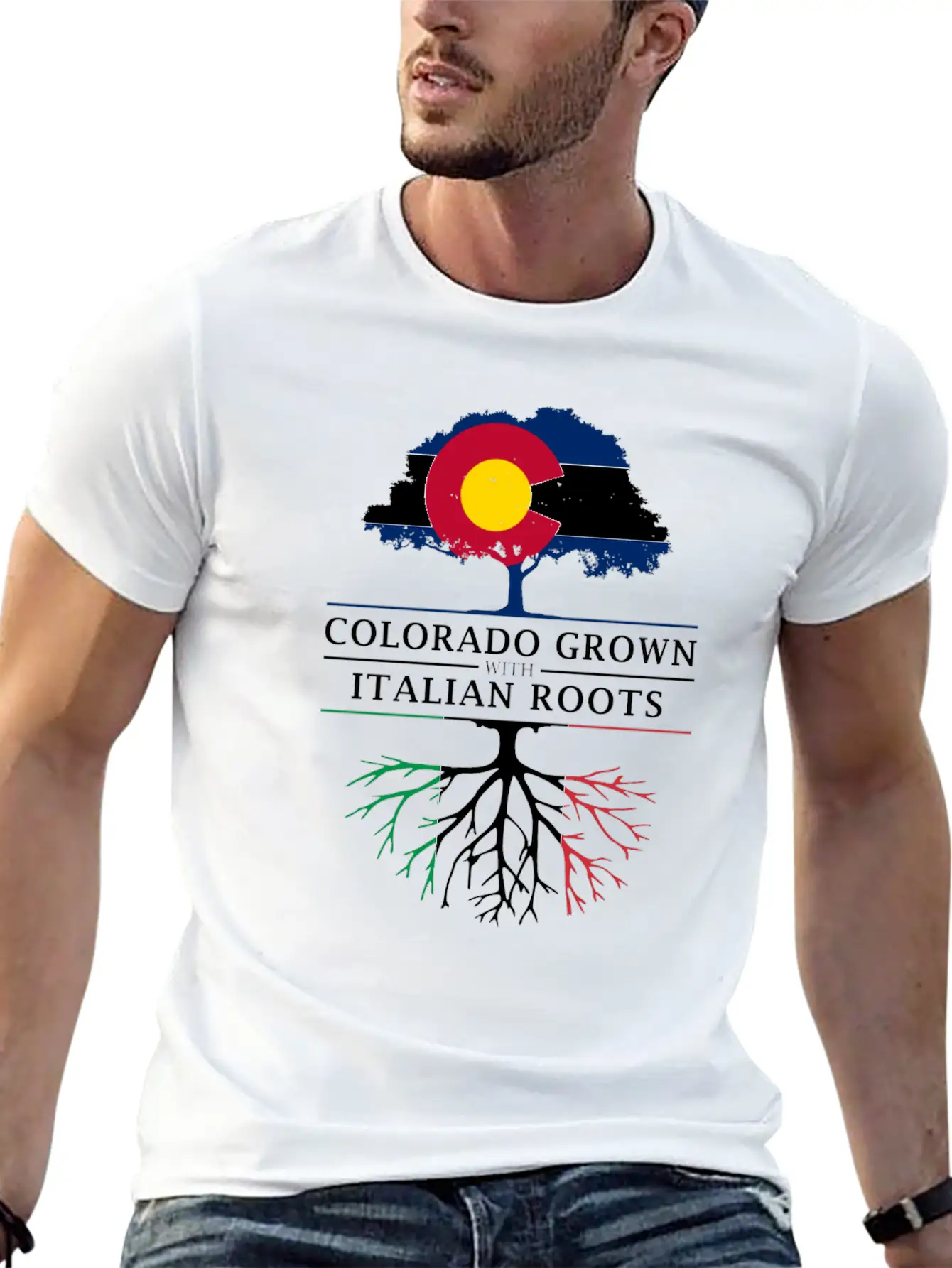 Colorado Grown With Italian Roots Italy Design Casual Graphic T-Shirt – Simple And Comfortable Daily Wear