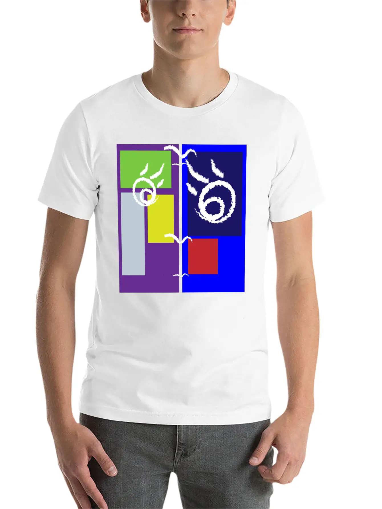 Colorful Abstract Art Design Breathable Soft Cotton T-Shirt – Timeless Casual Look
