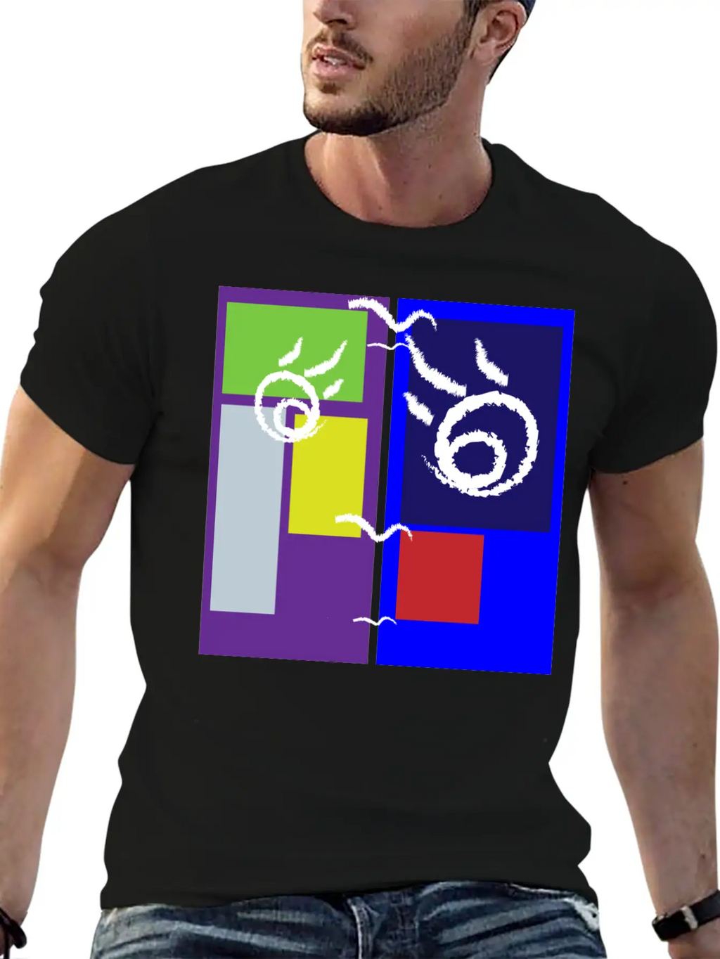 Colorful Abstract Art Design Breathable Soft Cotton T-Shirt – Timeless Casual Look