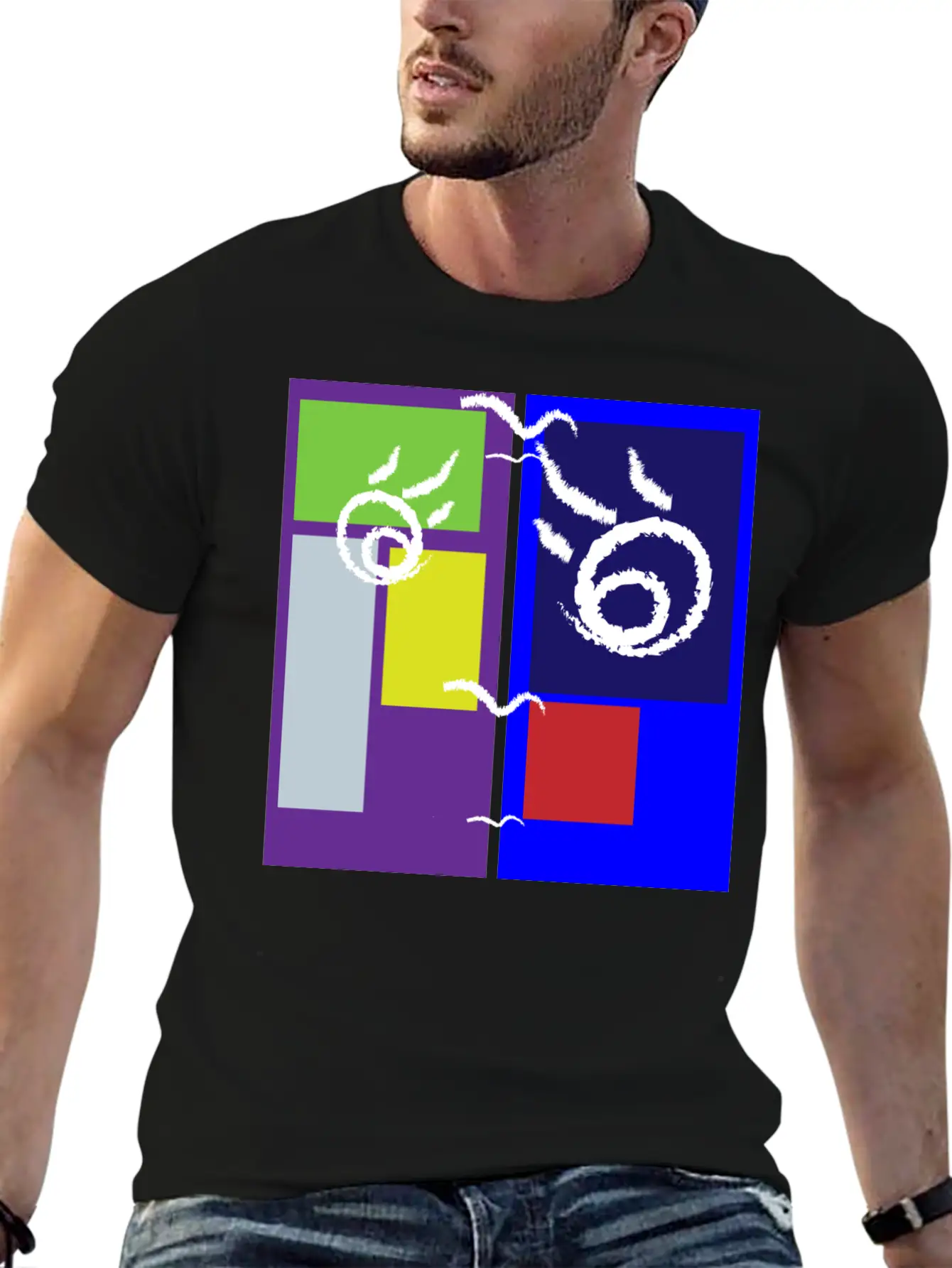 Colorful Abstract Art Design Breathable Soft Cotton T-Shirt – Timeless Casual Look