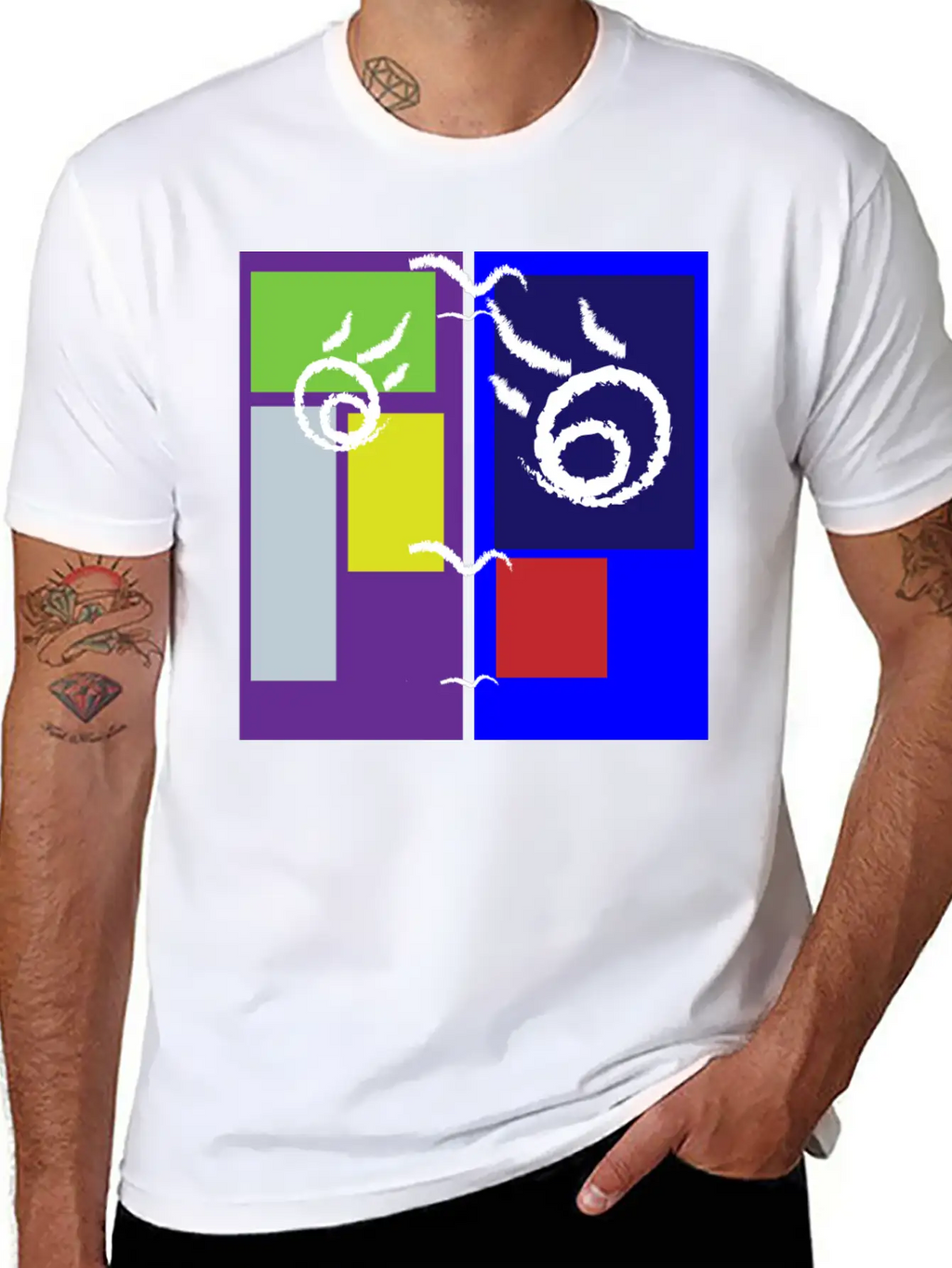 Colorful Abstract Art Design Breathable Soft Cotton T-Shirt – Timeless Casual Look