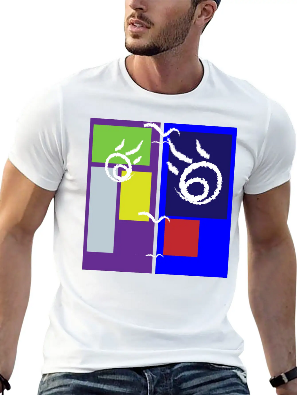 Colorful Abstract Art Design Breathable Soft Cotton T-Shirt – Timeless Casual Look