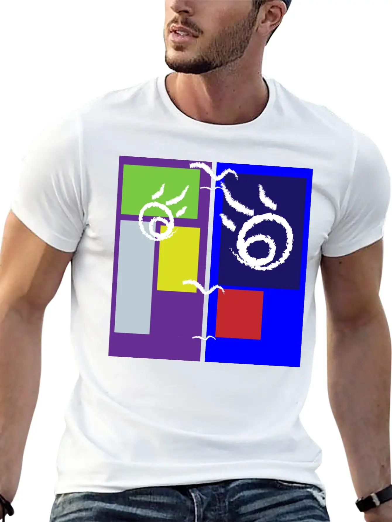 Colorful Abstract Art Design Breathable Soft Cotton T-Shirt – Timeless Casual Look