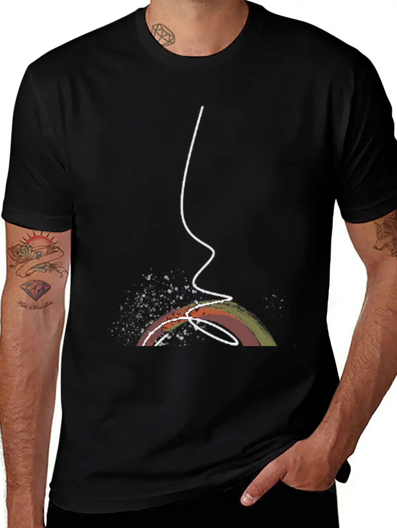Colorful Abstract Line Art Design - Modern Design Essential Cotton Tee For Daily Outfits – Unisex Style