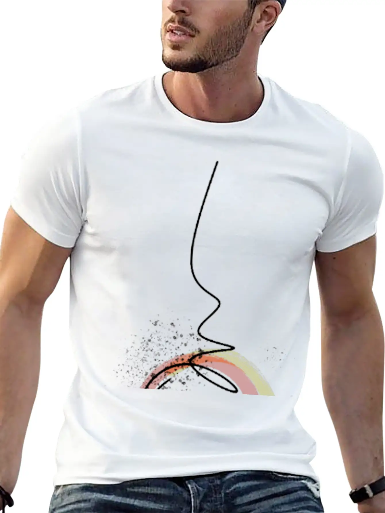 Colorful Abstract Line Art Design - Modern Design Essential Cotton Tee For Daily Outfits – Unisex Style